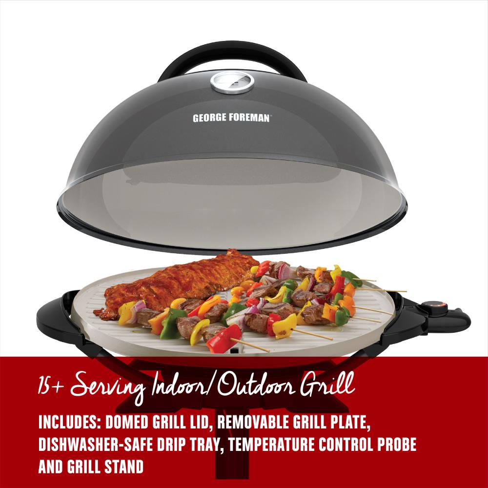 George Foreman Indoor Outdoor Grill-Watt Silver Electric Grill in
