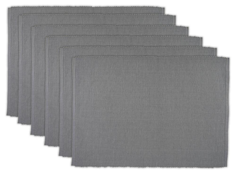 DII CAMZ36385 6 -Pack Gray Wicker Rectangle Placemats