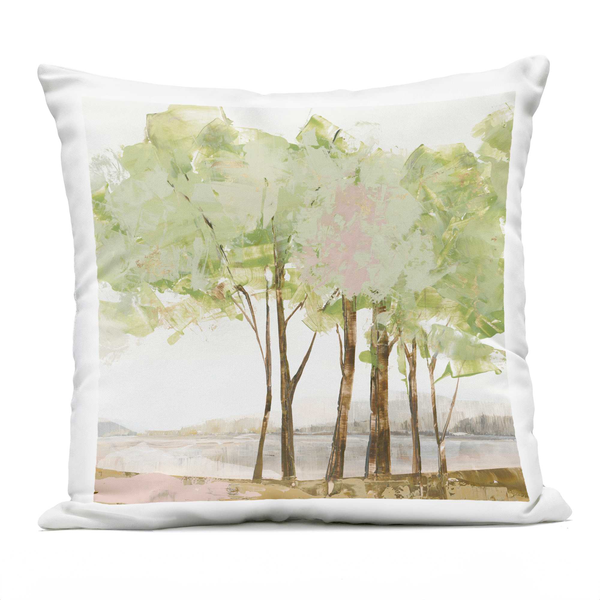 Stupell Industries PLQ-605-OSQ-18X18 Spring Awakening Trees Outdoor Printed Pillowdesign by Ian C. 18 x 18