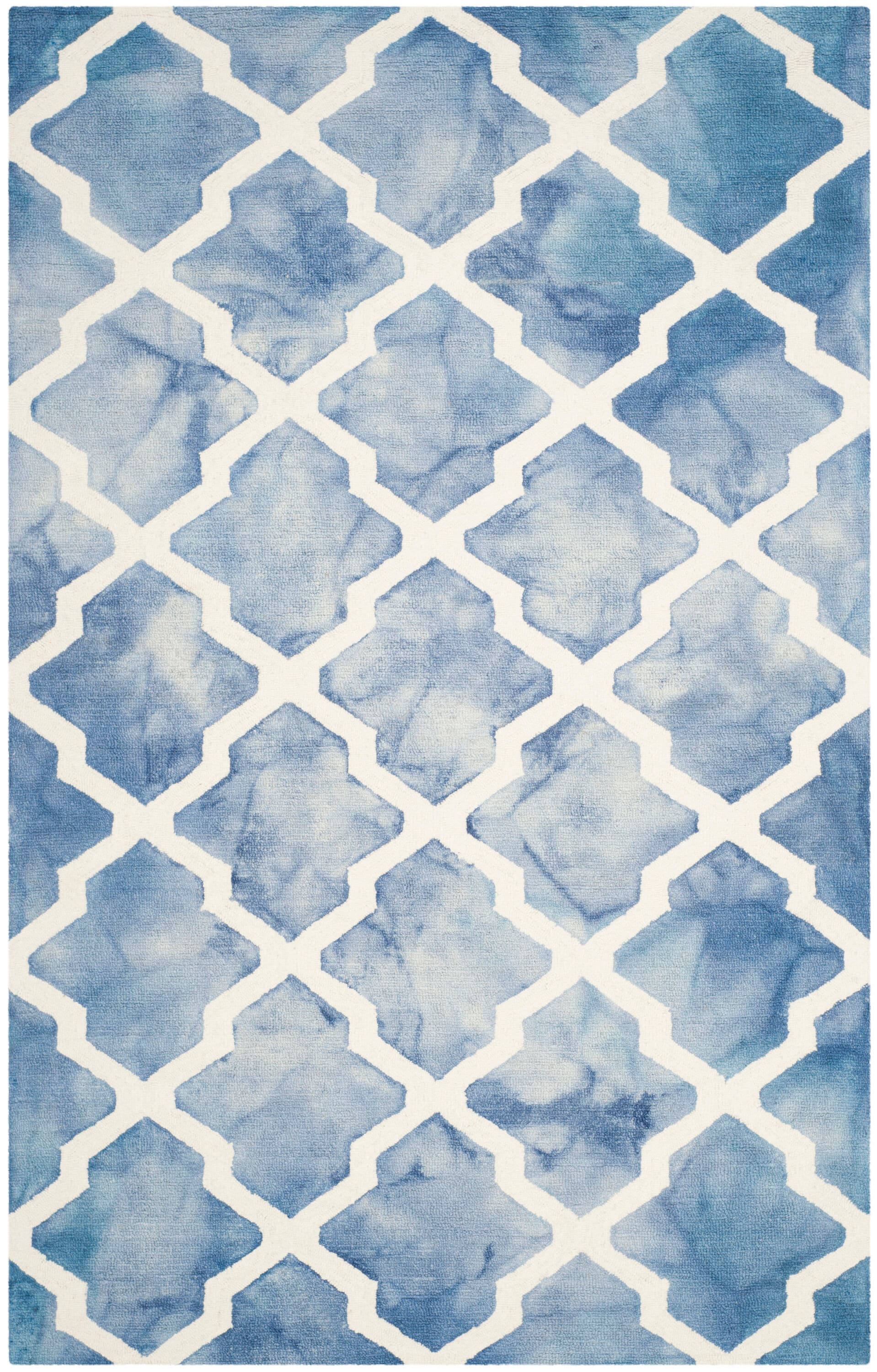 Safavieh DDY540K-5 Dip Dye Pamala 5 x 8 (ft) Tufted Wool Blue/Ivory Rectangular Indoor Geometric Bohemian/Eclectic Area rug