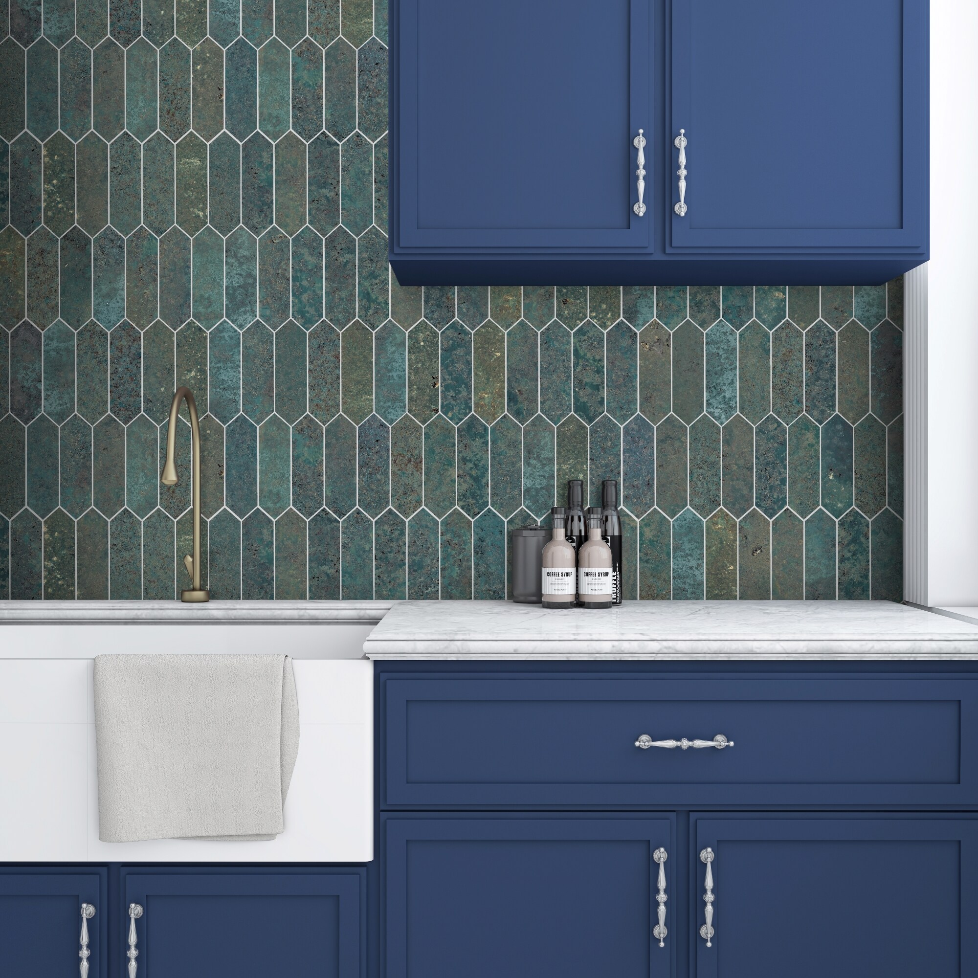 12" x 11.22" Stone Mix Peel & Stick Hexagon Mosaic Tile