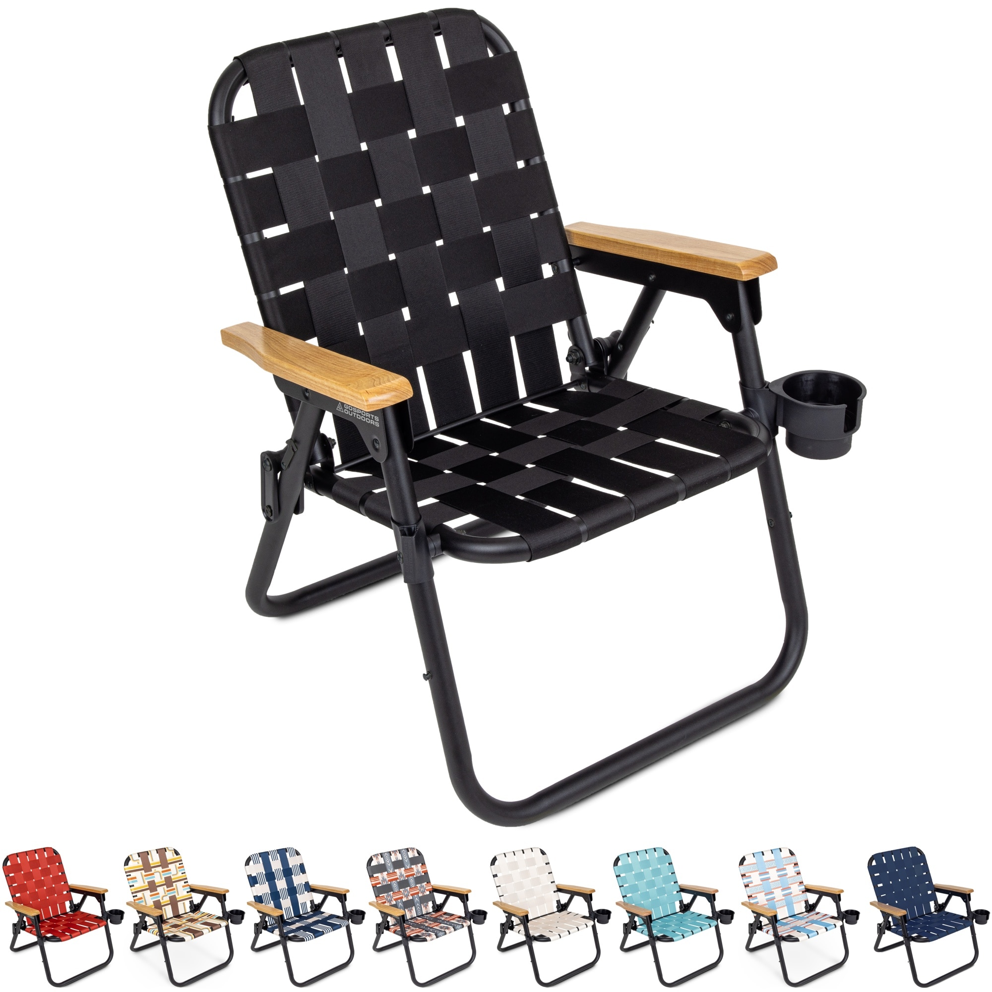 GoSports 810151121512 Polyester Black Folding Beach chair Carrying Strap/Handle Included