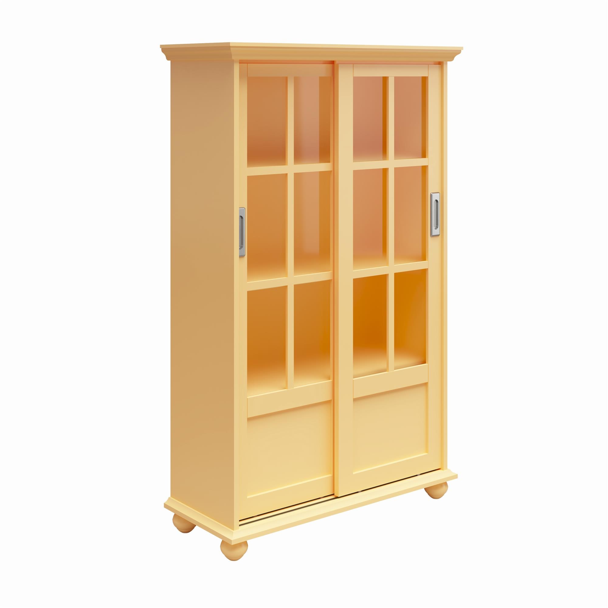 Ameriwood Home 9448814COM Aaron Lane Sunlight Yellow MDF 4 -Shelf Double Bookcase with Doors ( 31.75-Inches W x 51.00-Inches H x 13.00-Inches D ) Finished