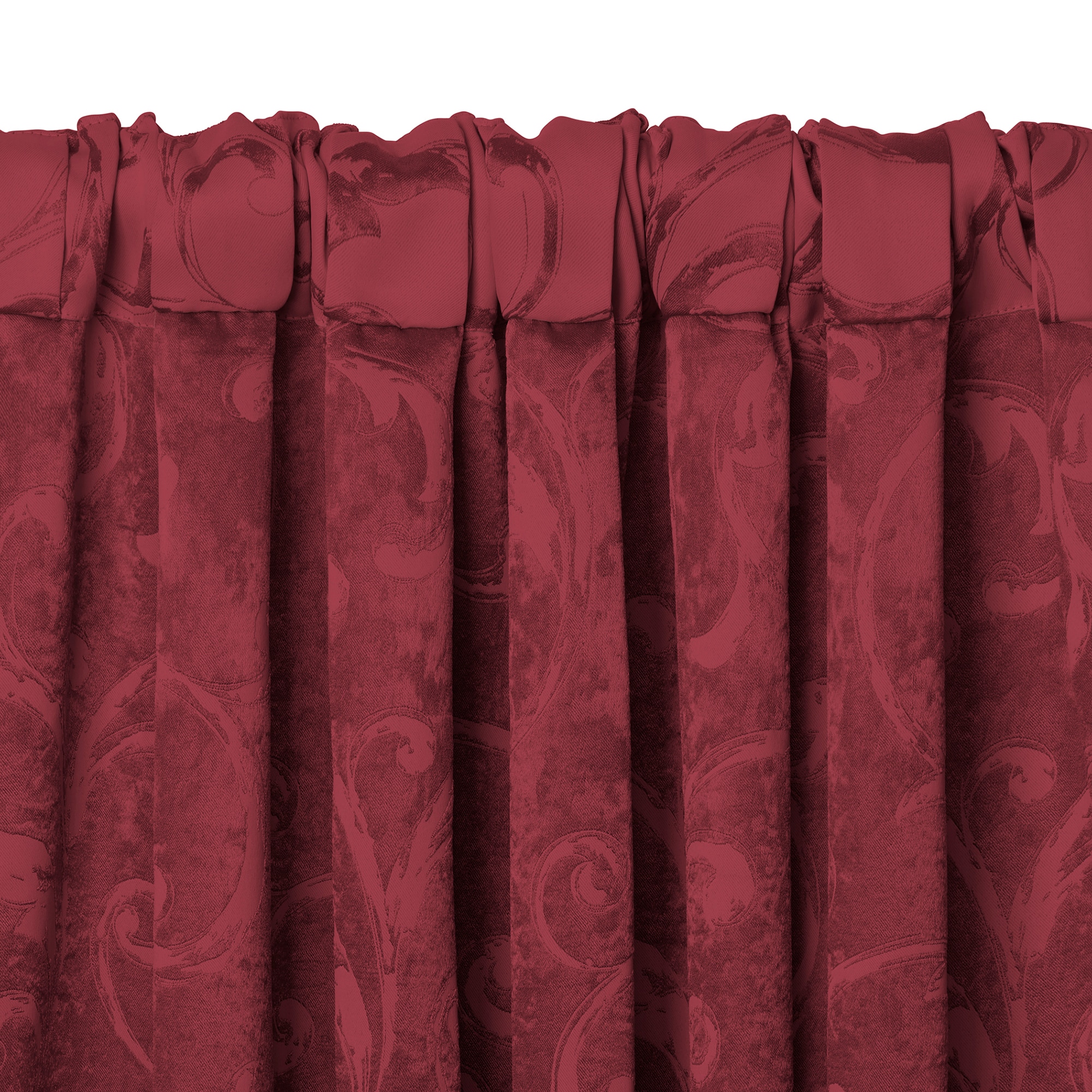 Rouge Wine Polyester Blackout Curtain Panel with Trim Embellishment