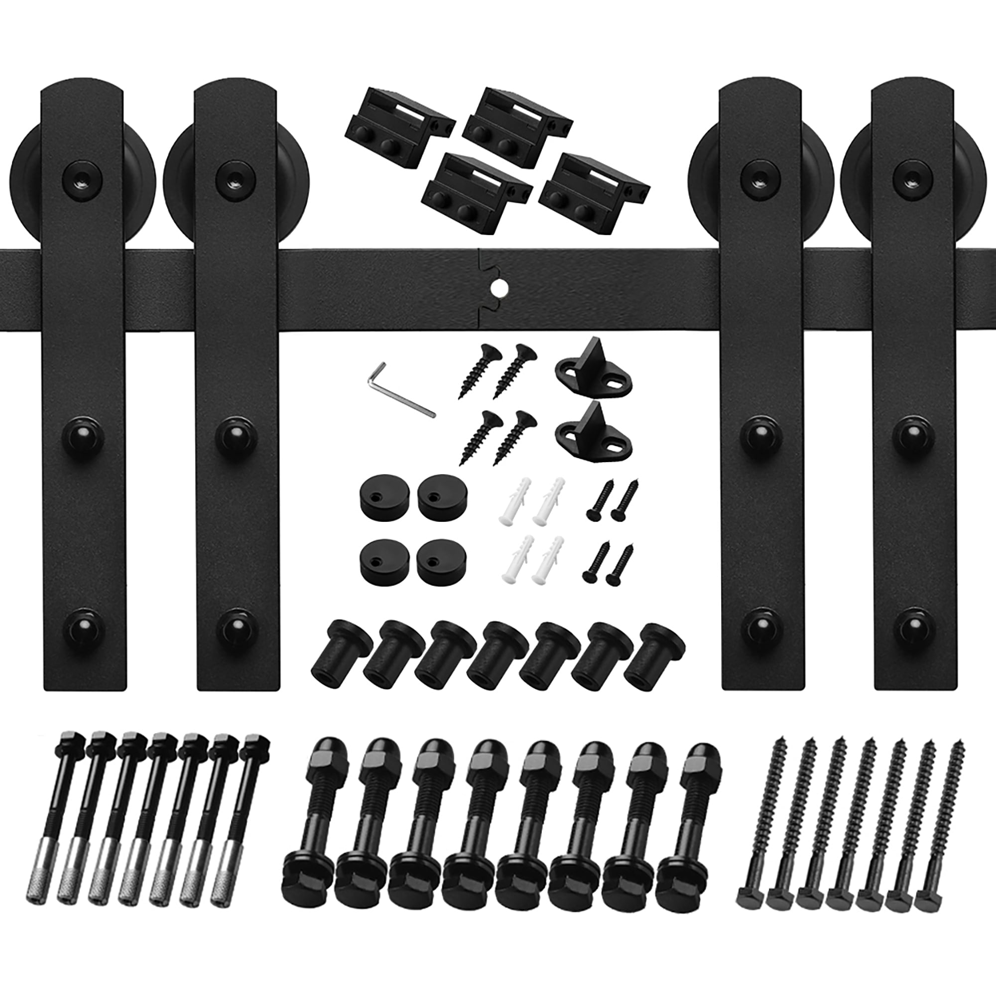 Clihome X0029J2LSZ-LTC Matte Black Indoor/Outdoor Double Barn door hardware kit