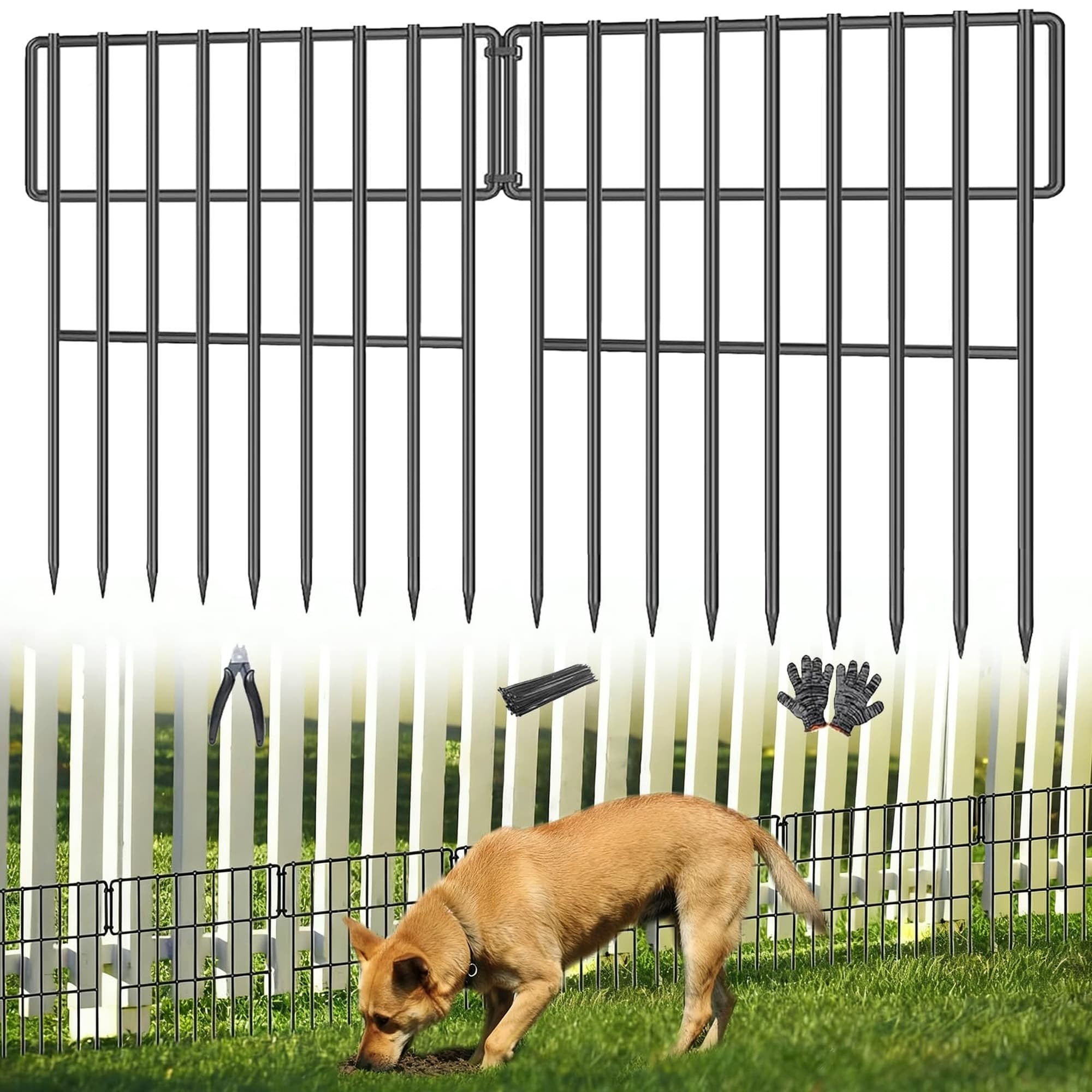 Numhew 25-Panel Black Garden Barrier Fence 17-in H