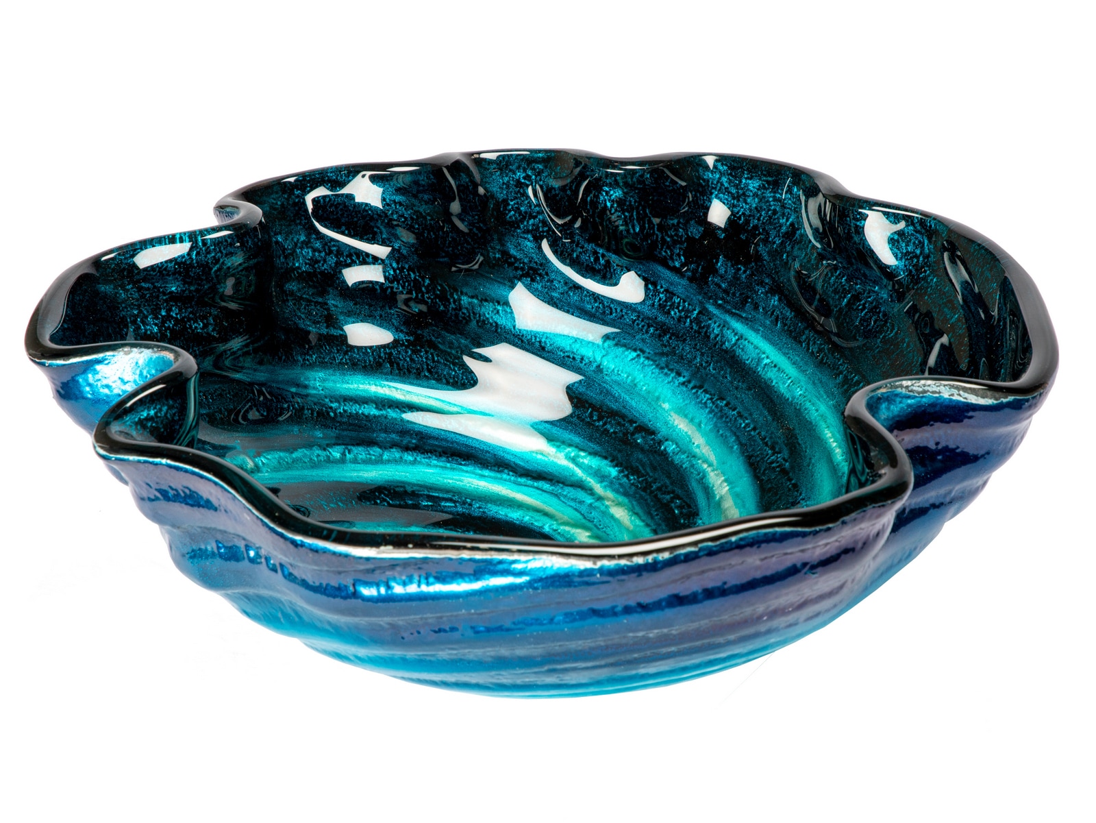 Caribbean Wave Blue Tempered Glass Vessel Sink