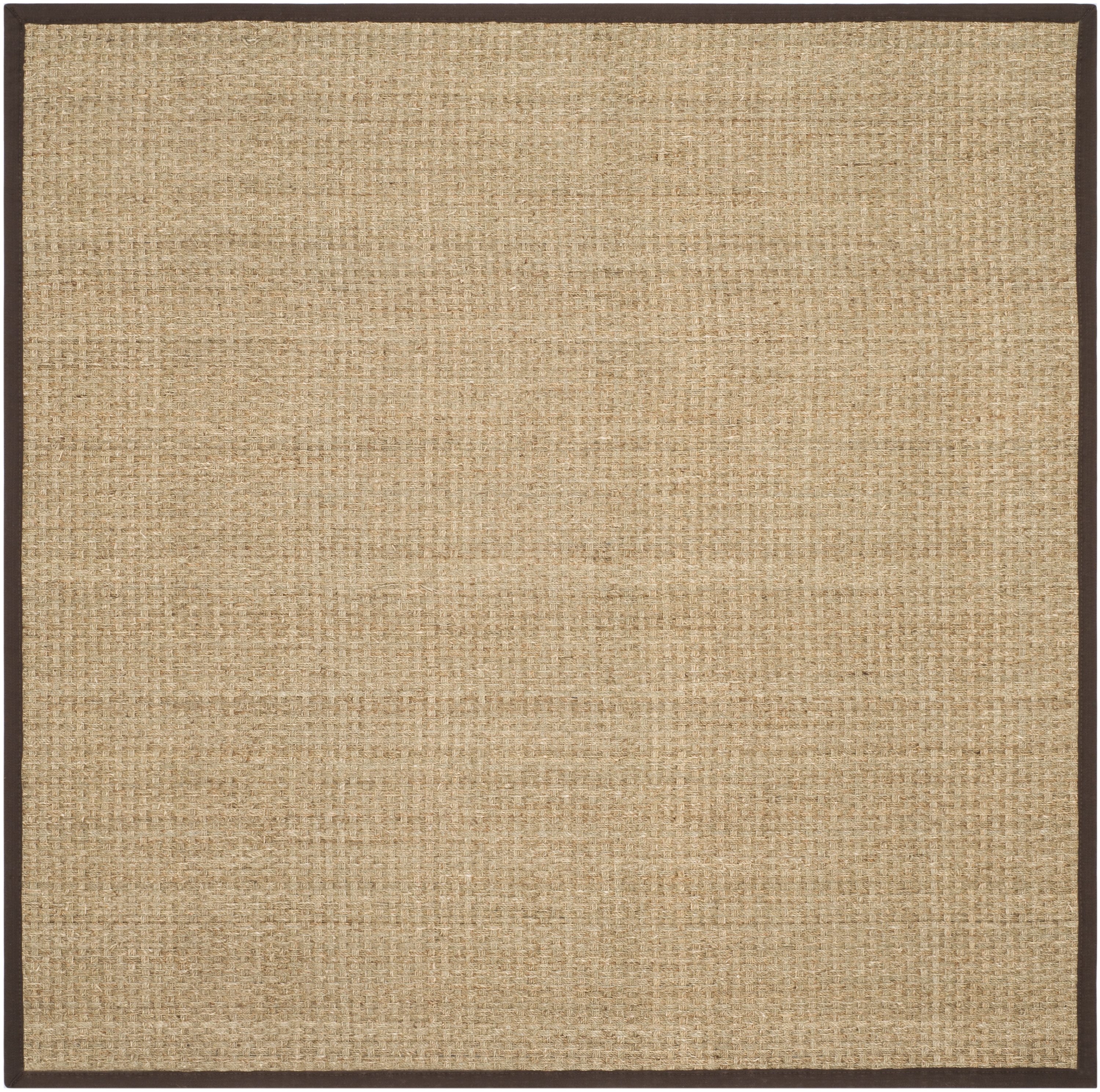 Safavieh NF114K-6SQ Natural Fiber Hampton 6 x 6 (ft) Loomed Seagrass Natural/Dark Brown Square Indoor Solid Coastal Area rug