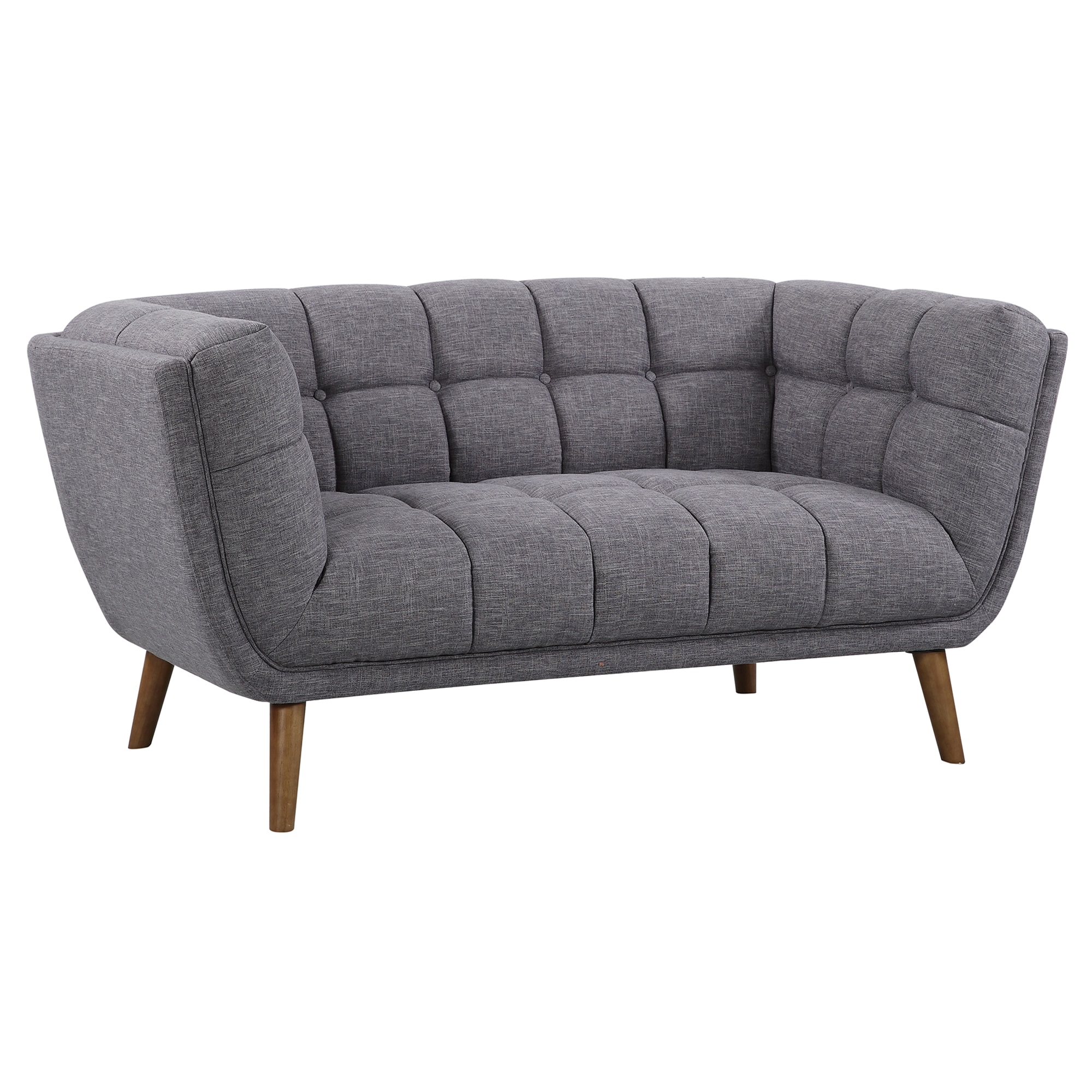 Armen Living LCPH2DG Phantom 63-in Midcentury Dark Gray Linen 2 -seater Loveseat