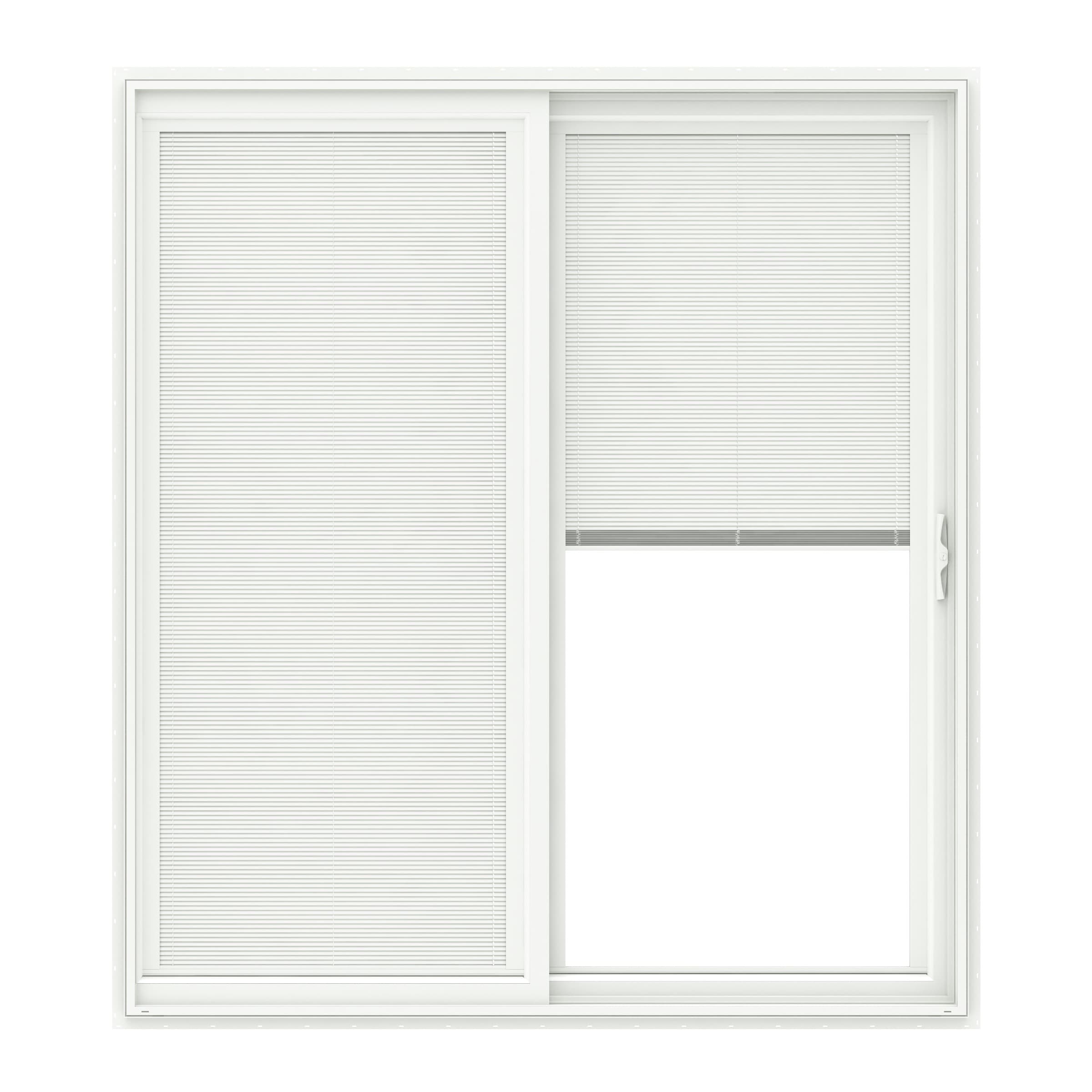 150 Series 72-in x 80-in Low-e Blinds Between The Glass White Vinyl Sliding Right-Hand Sliding Double Patio Door | - Pella 1000008979