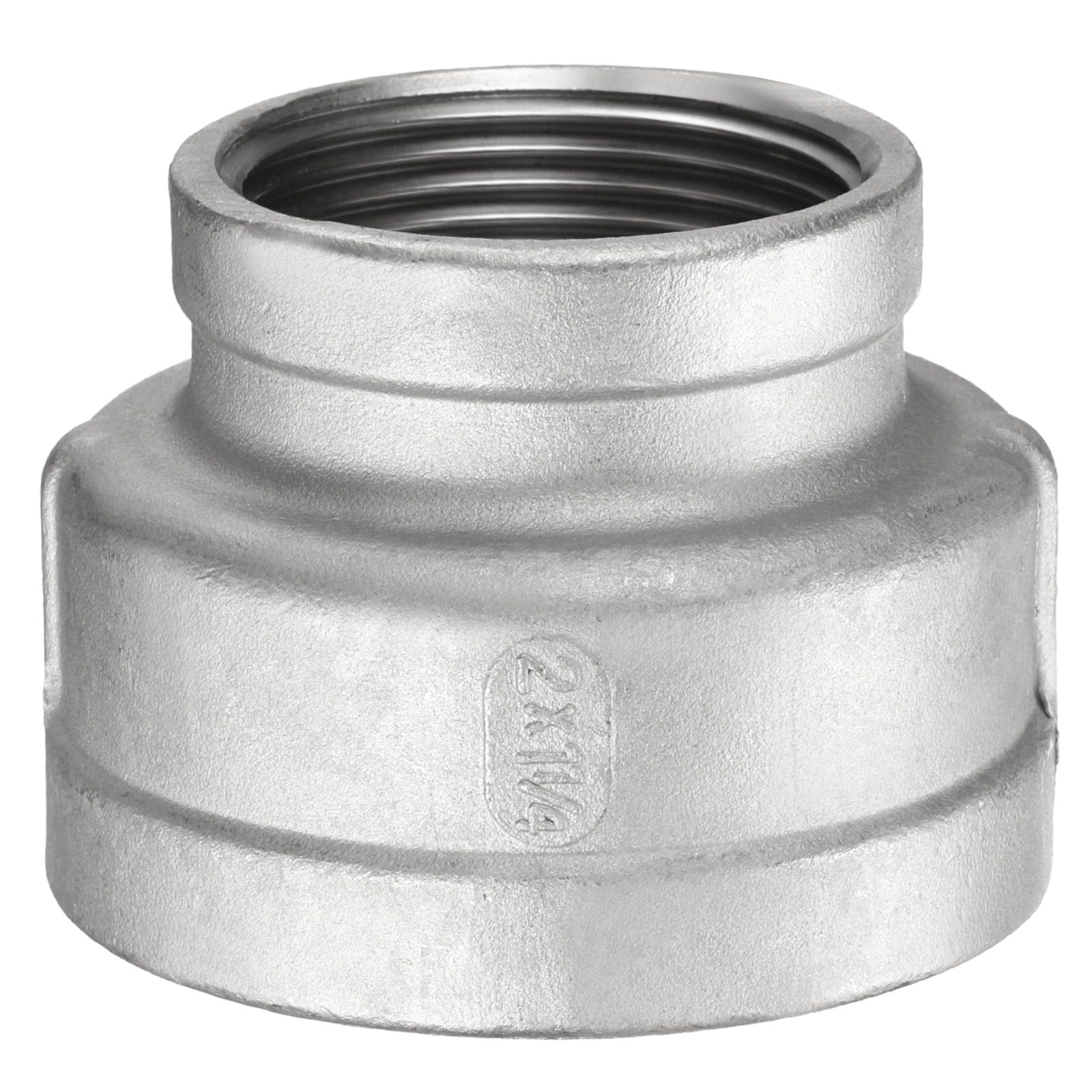 Harfington Reducing Coupling 2 x 1-1/4inch NPT Female Threaded 304 Stainless Steel Reducer Taper Cast Pipe Fitting Adopts for Water Oil Gas Tube