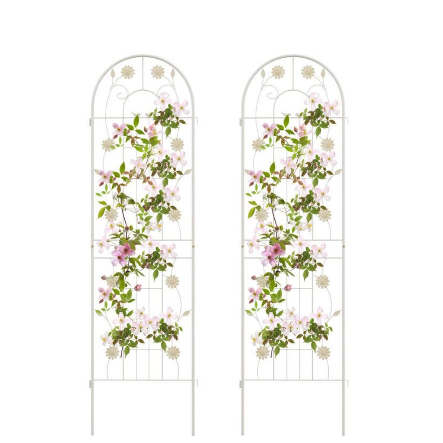 AHIOU HOME ZAAHD-HQRCX7GT Newark 20-in W x 71-in H White Steel Garden Trellis For Climbing Plants For Cucumbers For Roses For Tomatoes 2 -Pack