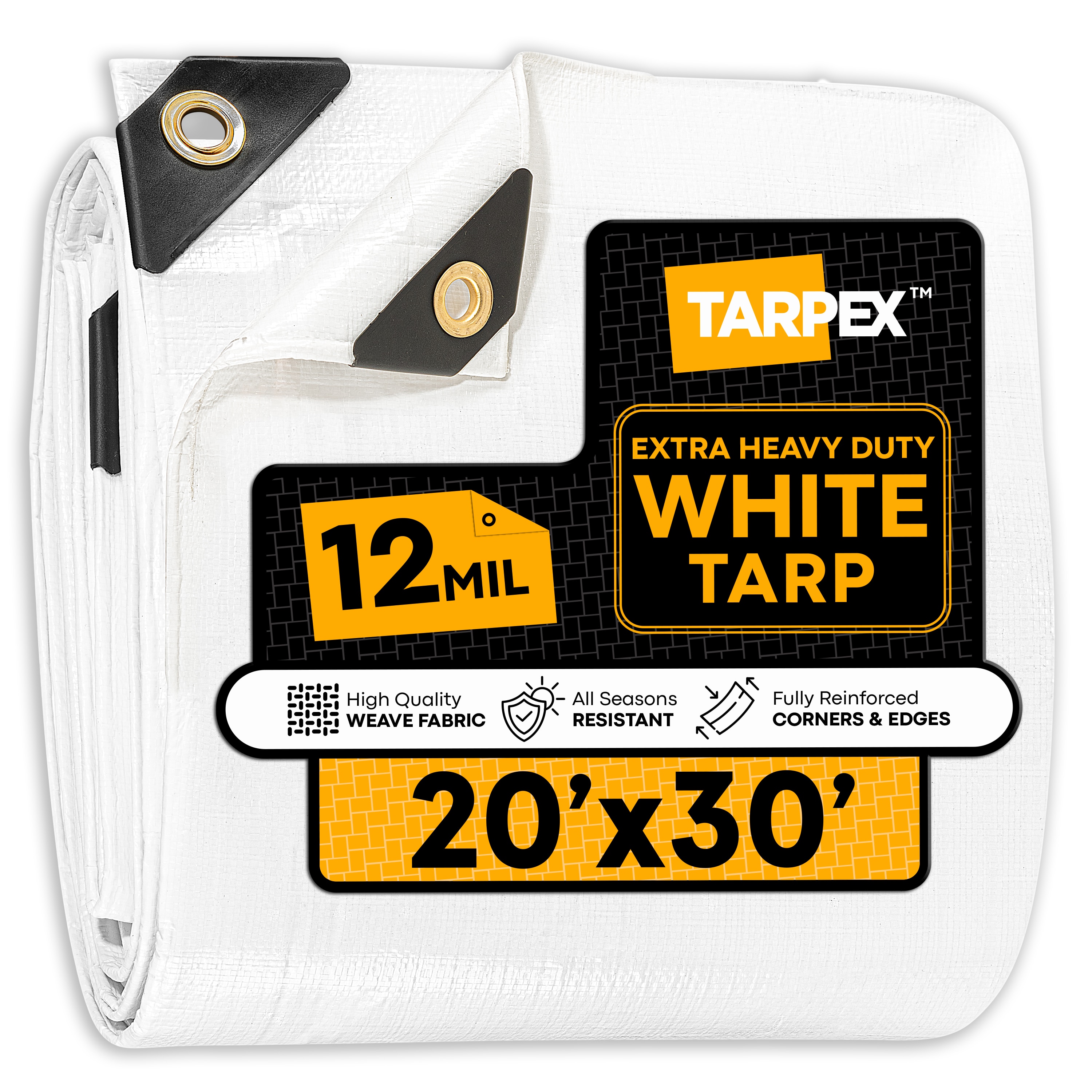 Tarpex 20-ft x 30-ft White Waterproof Commercial Polyethylene 12-mil Tarp