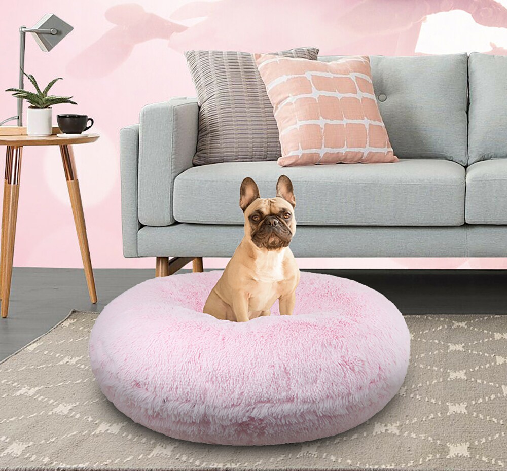 Bessie and Barnie Round Pink Polyester Pillow Dog Bed (X-small (up