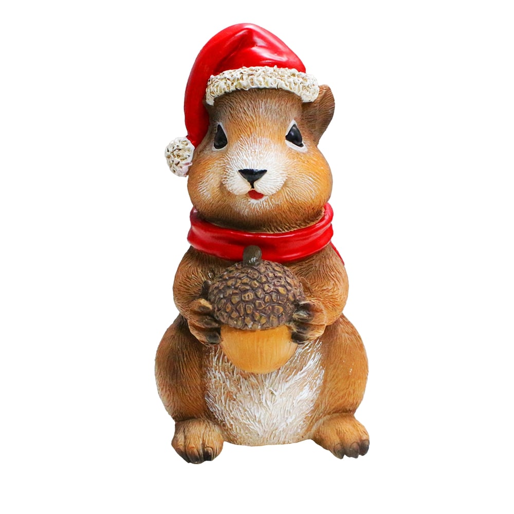 OrnamentallyYou Charming Chipmunk with Santa Hat Figurine 5-in Playful Christmas Rodent Garden Statue #RSTATUE1044
