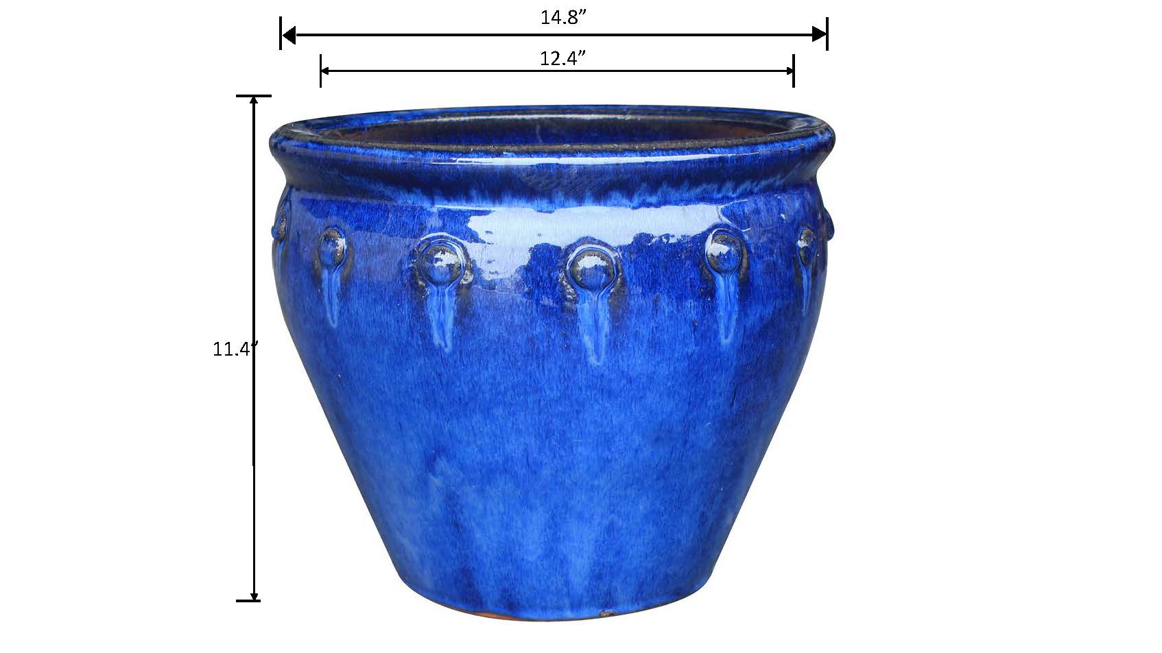 allen + roth 15.6-in W x 14.4-in H Blue Ceramic Indoor/Outdoor Planter in  the Pots & Planters department at