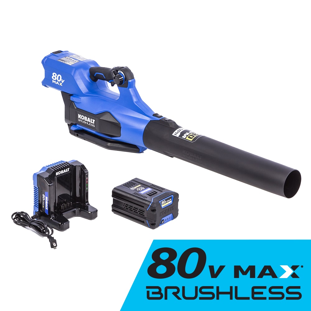 80-volt Max 630-CFM 140-MPH Battery Handheld Leaf Blower 4 Ah (Battery and Charger Included) in Blue | - Kobalt KHB 4080-06
