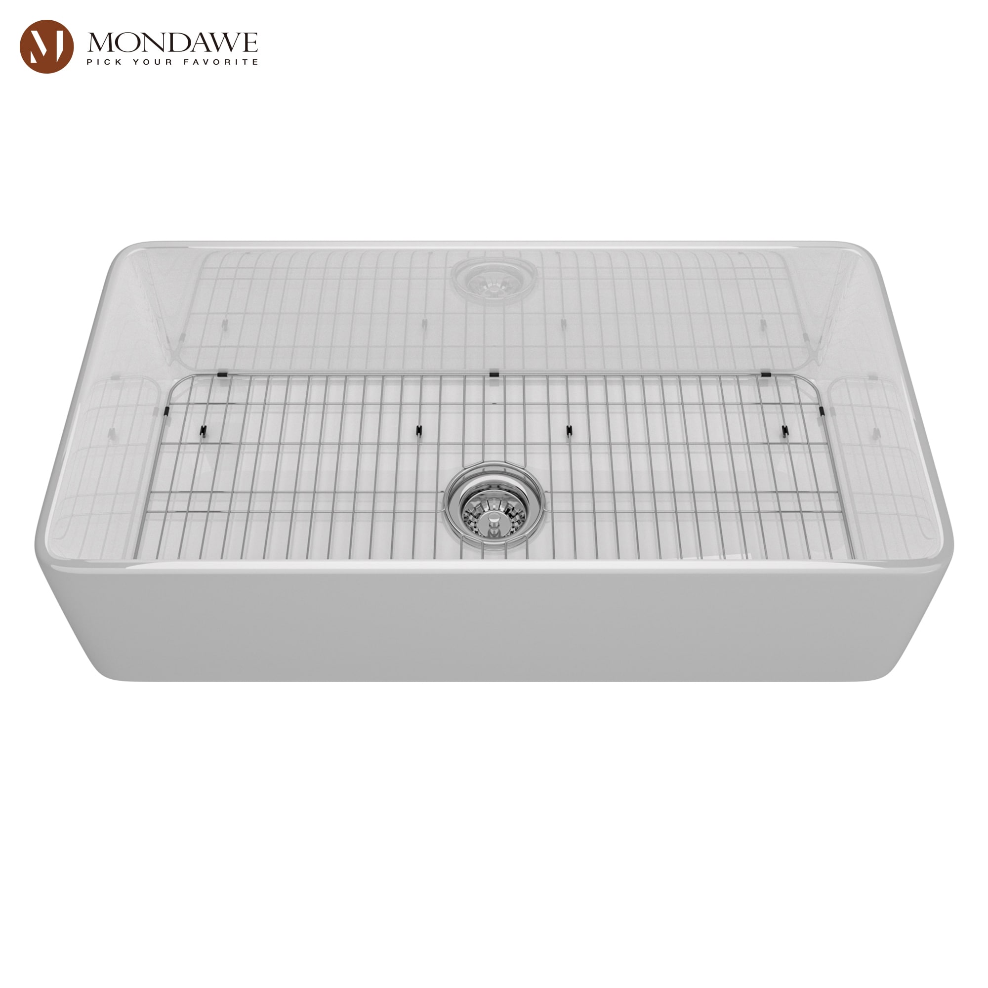 Mondawe MD-QN5WP Farmhouse apron front 36-Inches x 18-Inches Fireclay Single bowl Kitchen Sink