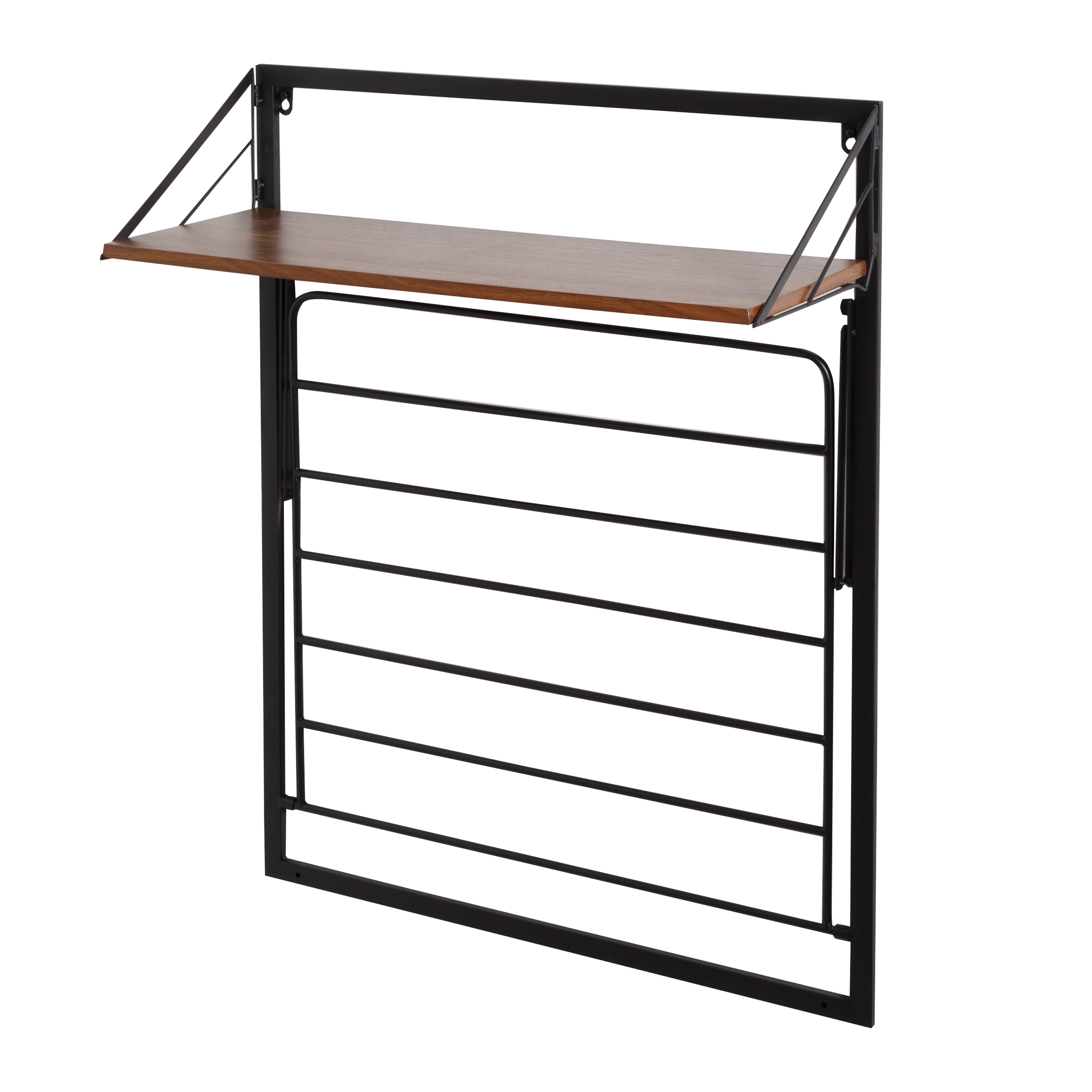 Honey-Can-Do Freestanding Indoor Black Metal Drying Rack with Retractable  Design and Melamine Veneer Top Shelf