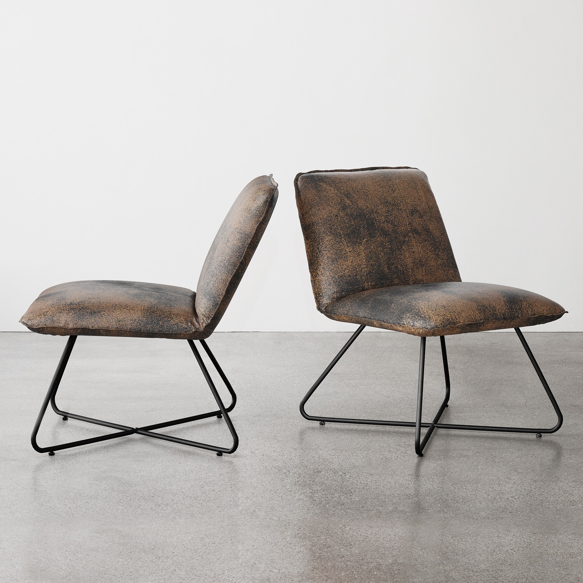 LUE BONA 2LB21CH0043-200LS 22.2 in. Wide Midcentury Brown Faux leather Accent Chair