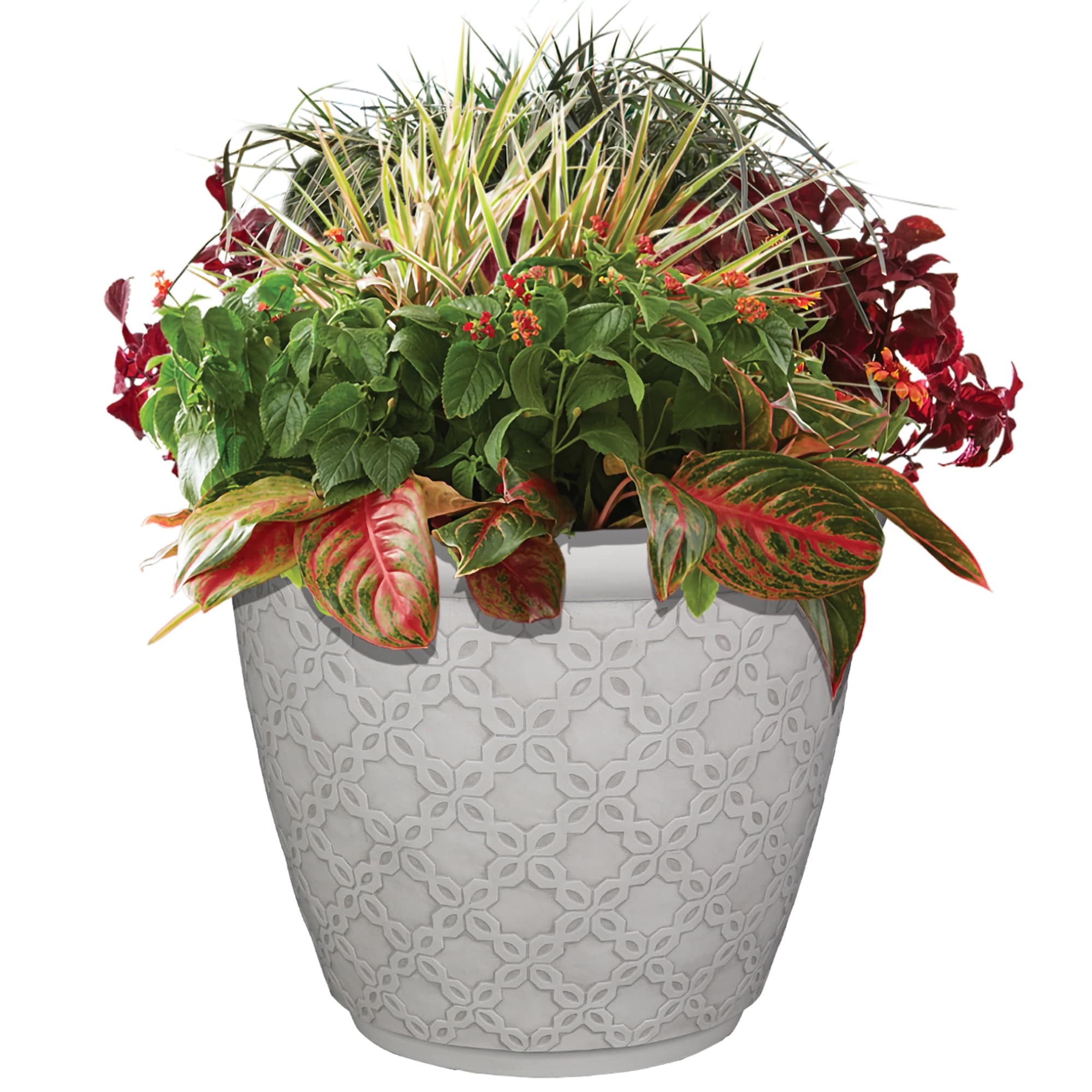 allen + roth 15.04-in W x 13.07-in H White Resin Contemporary/Modern  Indoor/Outdoor Planter in the Pots & Planters department at