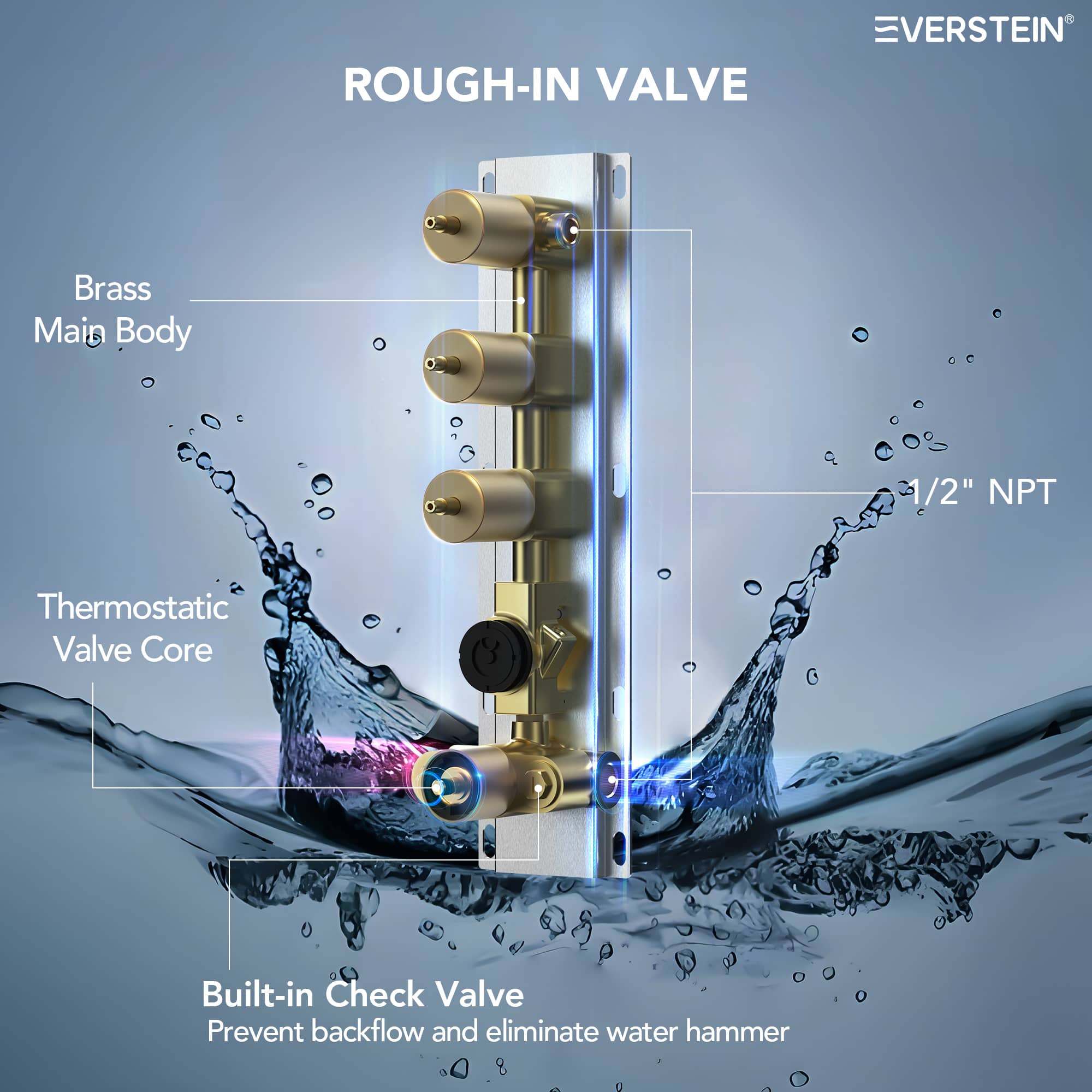 EVERSTEIN SFS-1026-GD12 Tub-Shower-Faucets - View #7