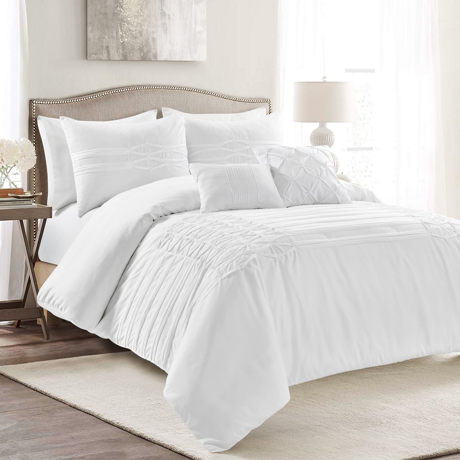 Lush Decor 16T007067 White Solid Full/Queen Comforter