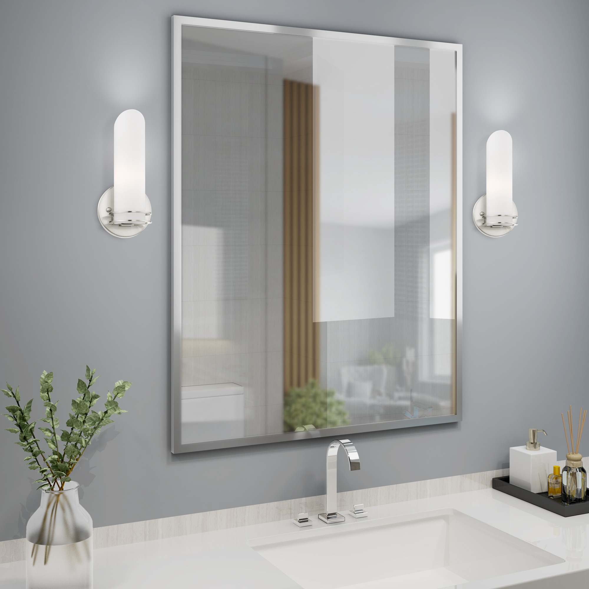 Elegant Brushed Nickel Vanity Wall Sconce with Satin Opal White Glass