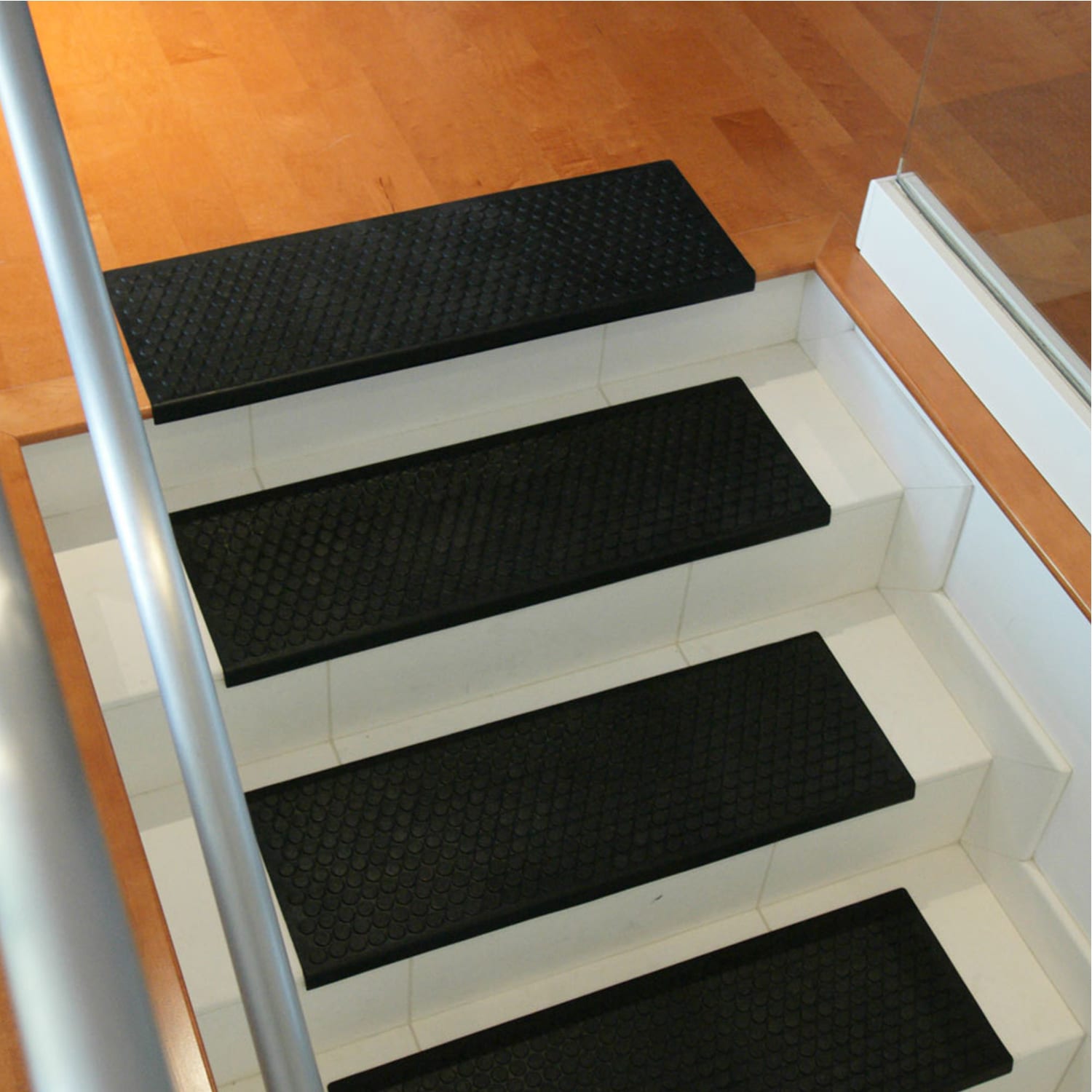Rubber Stair Treads Non-Slip Stair Traction Tread Mats Outdoor Step Mat  4pcs