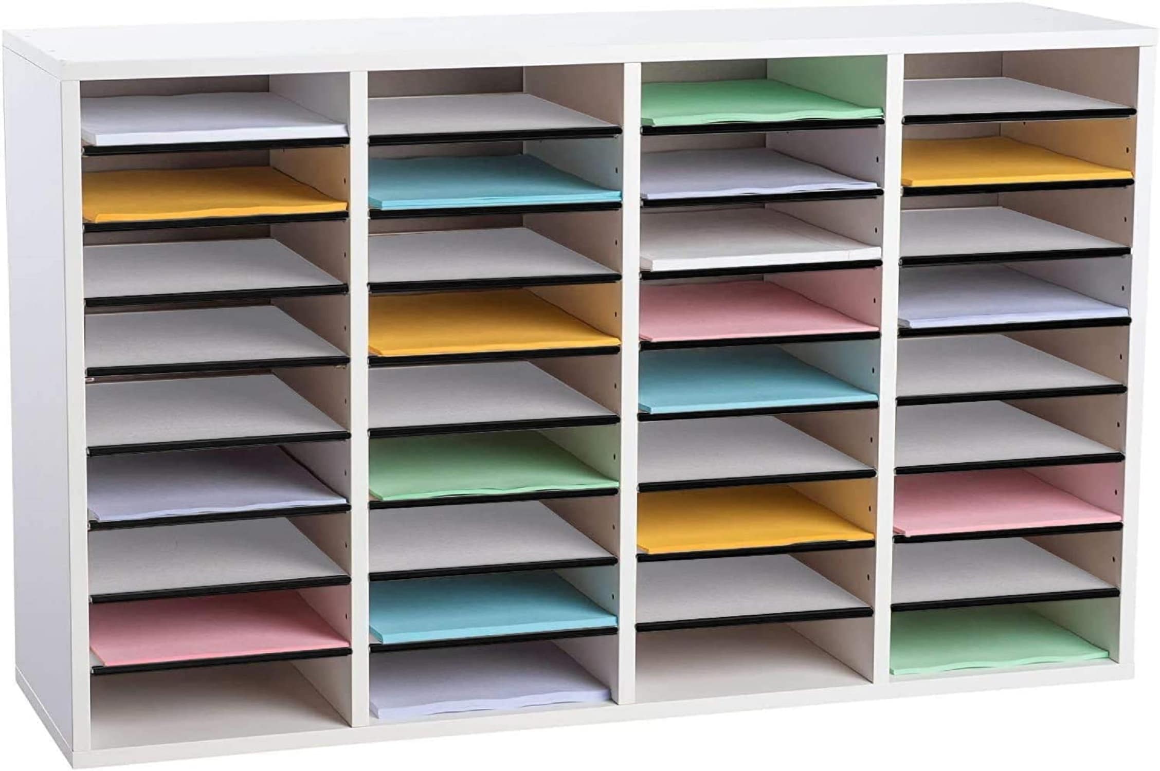 AdirOffice 500-36-WHI-KIT1 36-Compartment White MDF File Organizer
