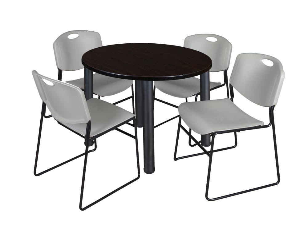 Regency TB42RNDMWBPBK44GY Breakroom Brown 4-Person Training Table (42-in W x 29-in H)