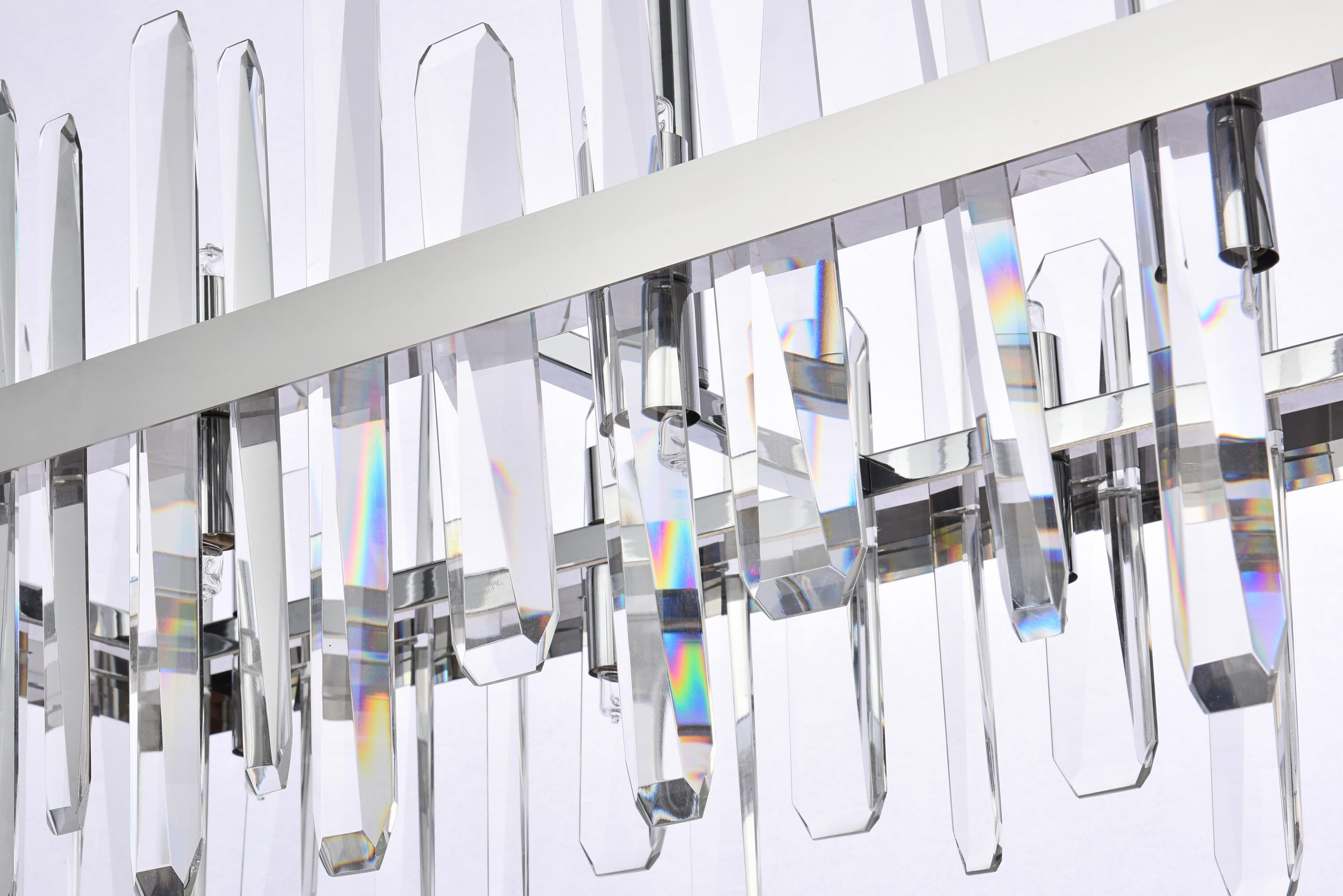 Serena Chrome and Crystal 24-Light Rectangular Chandelier