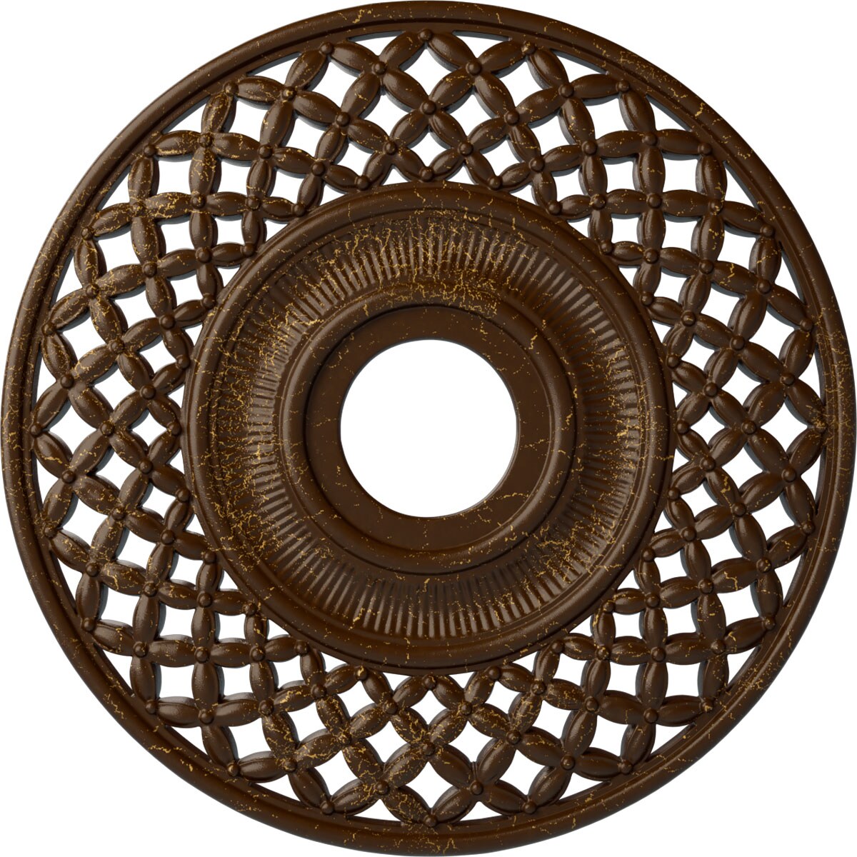 Ekena Millwork CM22RBRBC Robin 22.25-in W x 22.25-in L Painted Root Beer Crackle Polyurethane Whole Ceiling Medallion