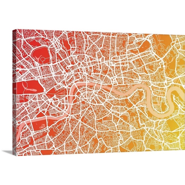 GreatBigCanvas London England Street Map Art Pr 24-in H x 36-in W Abstract  Print on Canvas in the Wall Art department at Lowes.com
