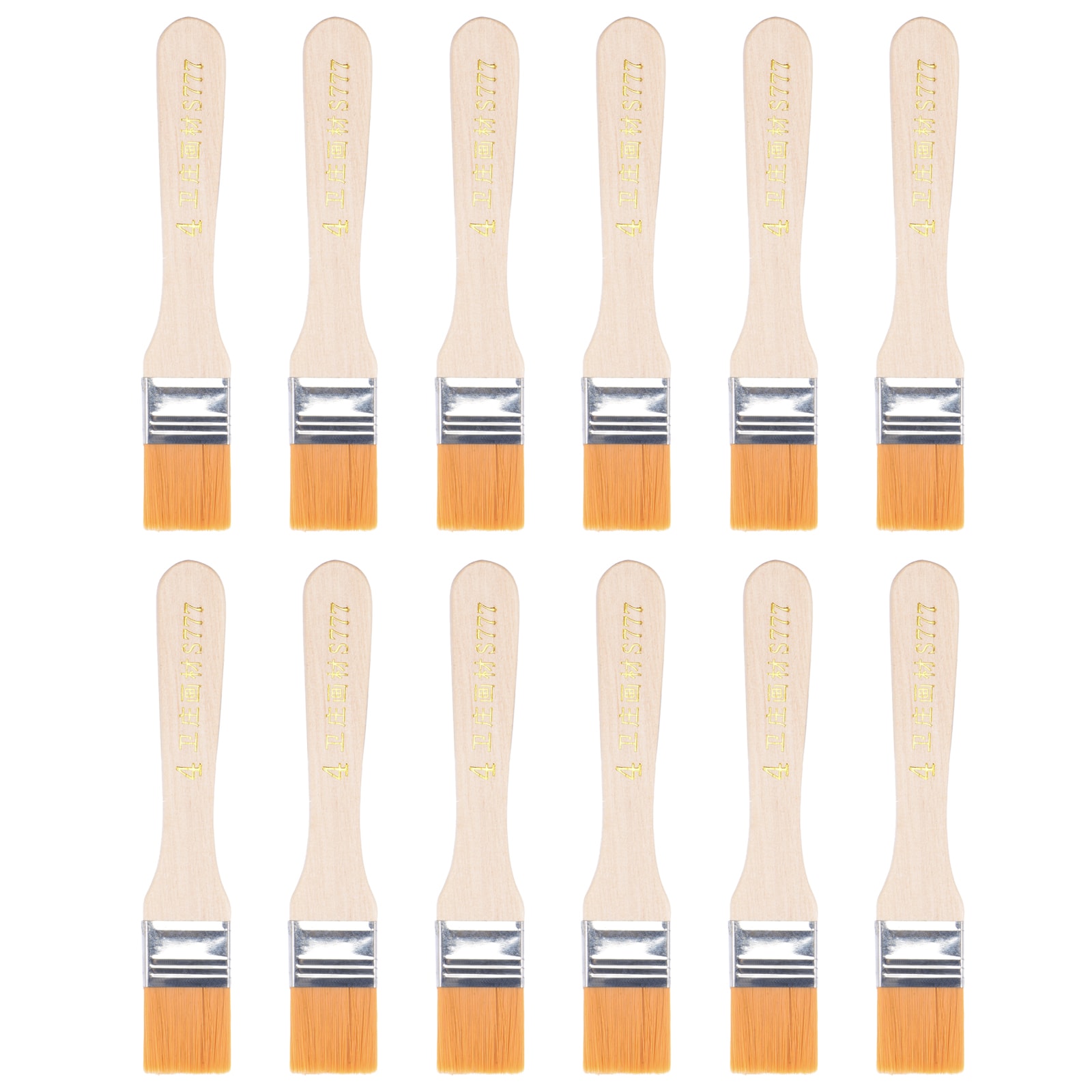 Unique Bargains 6 Inch Paint Brush 1 Inch Width Soft Nylon Bristle with Wood Handle for Wall Cabinets Fences Yellow 12pcs