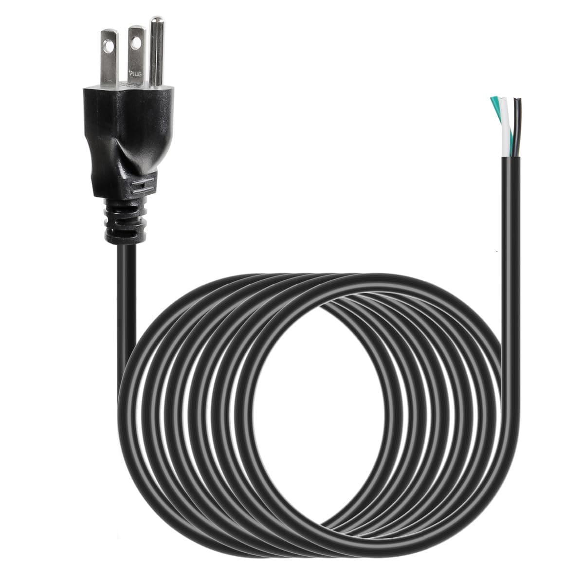 Anqtovp  10ft 18 Gauge 3 Prong Heavy Duty Replacement Power Cord Cable 110V 115V 120V 10A Pigtail with NEMA 5-15P Plug US SJT 18AWG