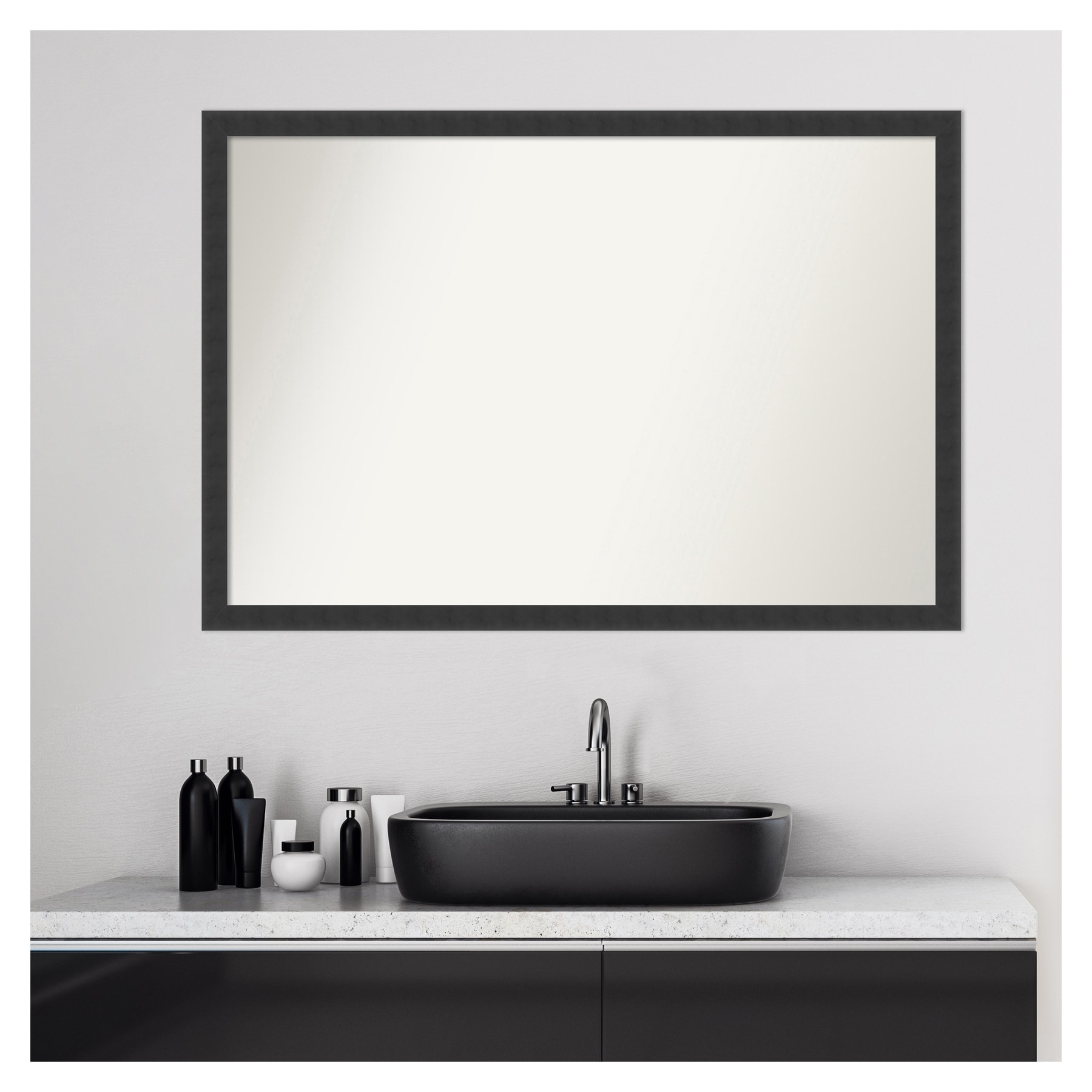 Mezzanotte Black Full Length Rectangular Wood Vanity Mirror