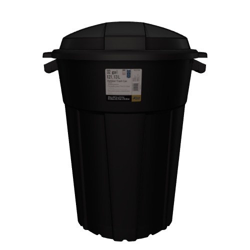 Creative Plastic Concepts Blue Hawk 32-Gallon Black Plastic Trash Can with Lid Creative Plastic Concepts Blue Hawk 32-Gallon Black Plastic Trash Can with Lid