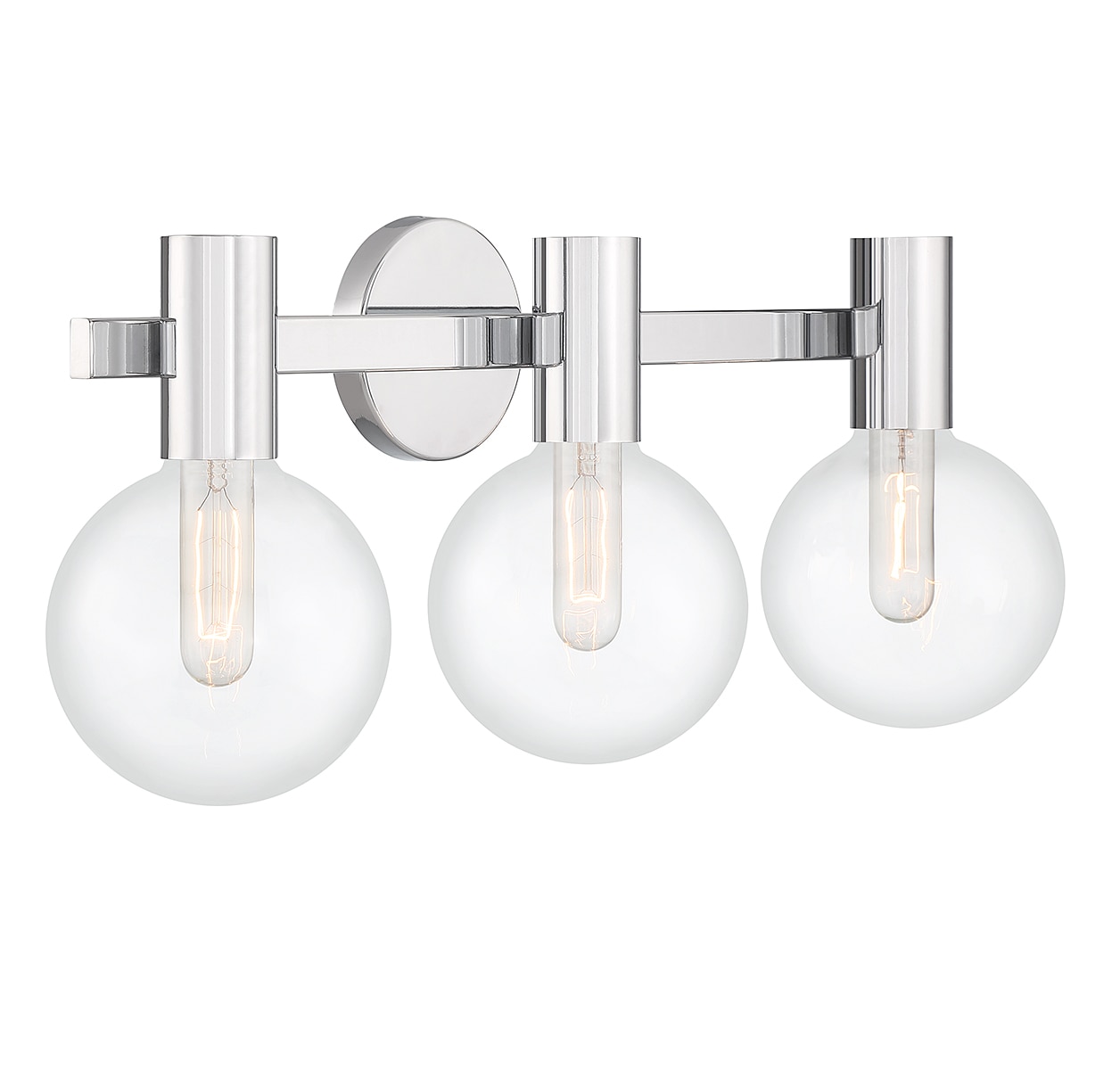 Wright 3-Light Chrome Vanity Light with Clear Glass Shades