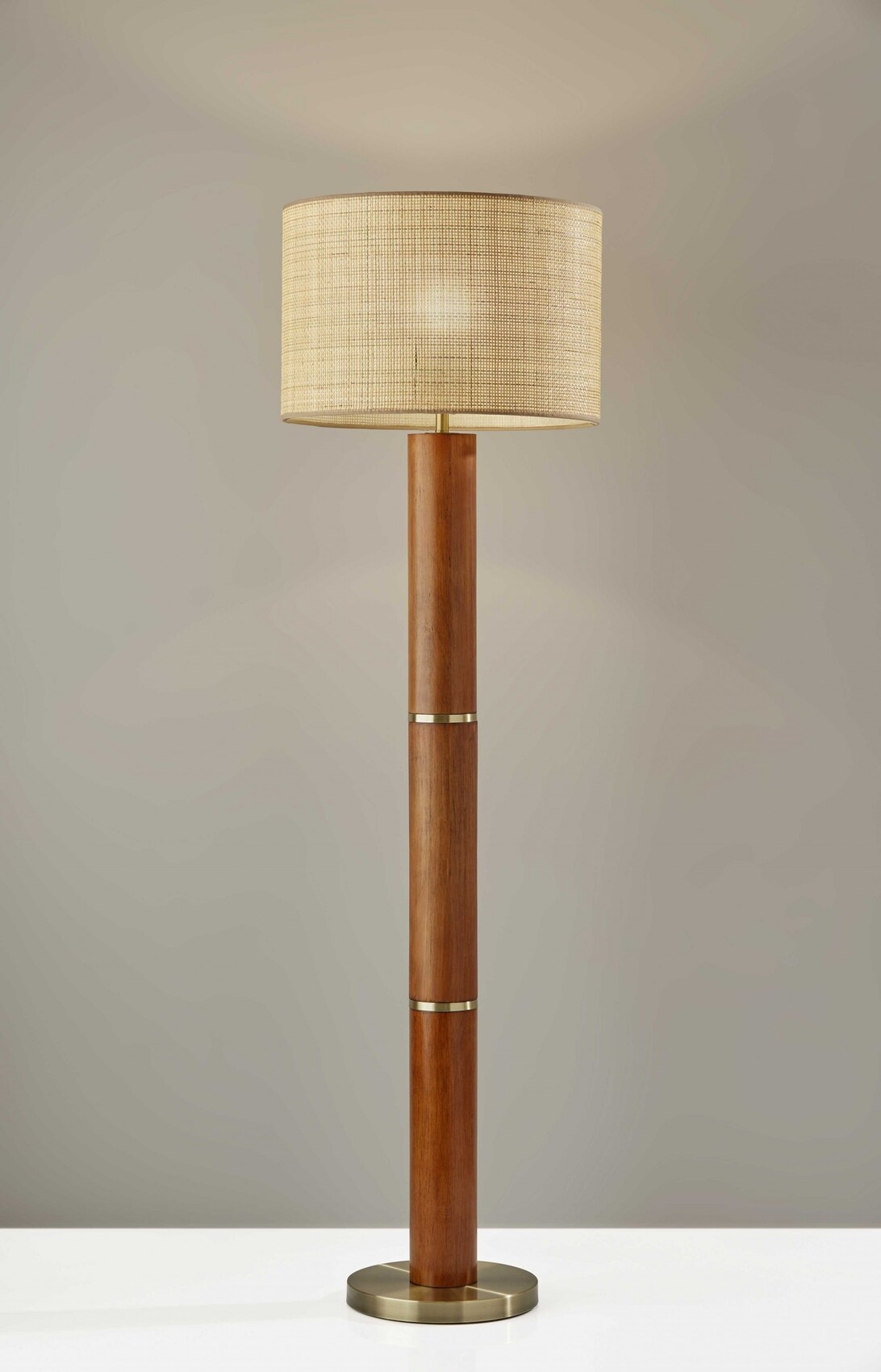 Cylindrical rattan deals floor lamp