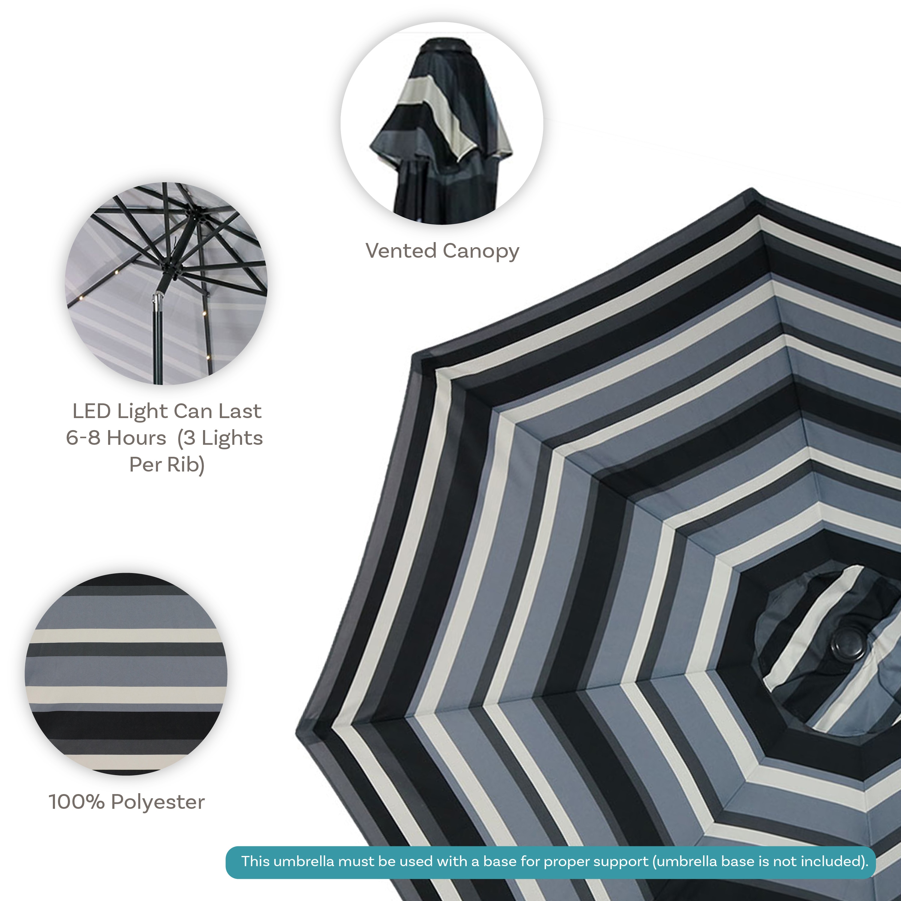 9-Foot Red and Beige Striped Aluminum Patio Umbrella