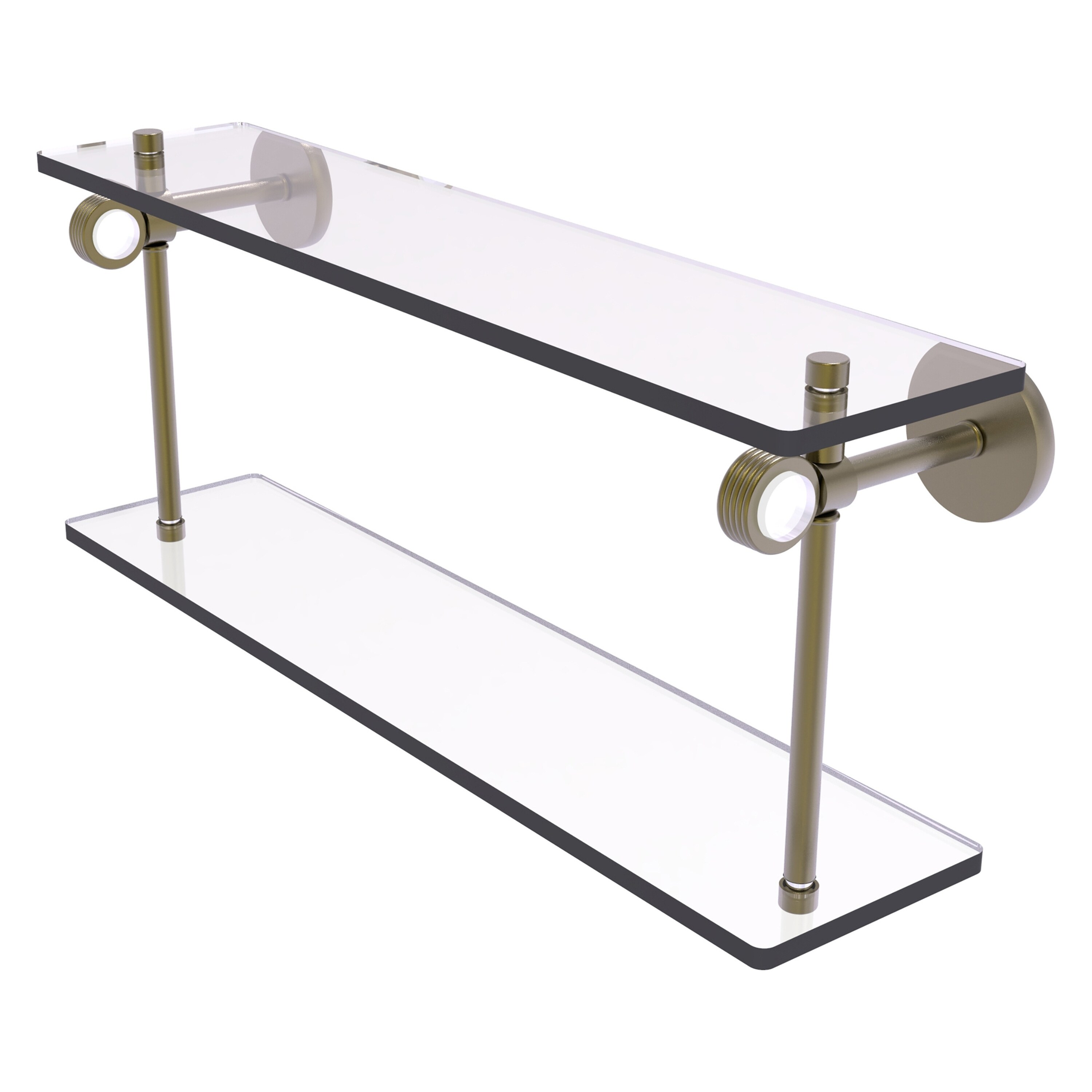 Allied Brass CV-2G-22-ABR Clearview Antique Brass 2 -Tier Wall mount Bathroom Shelf ( 22-in x 9.2-in x 5-in )