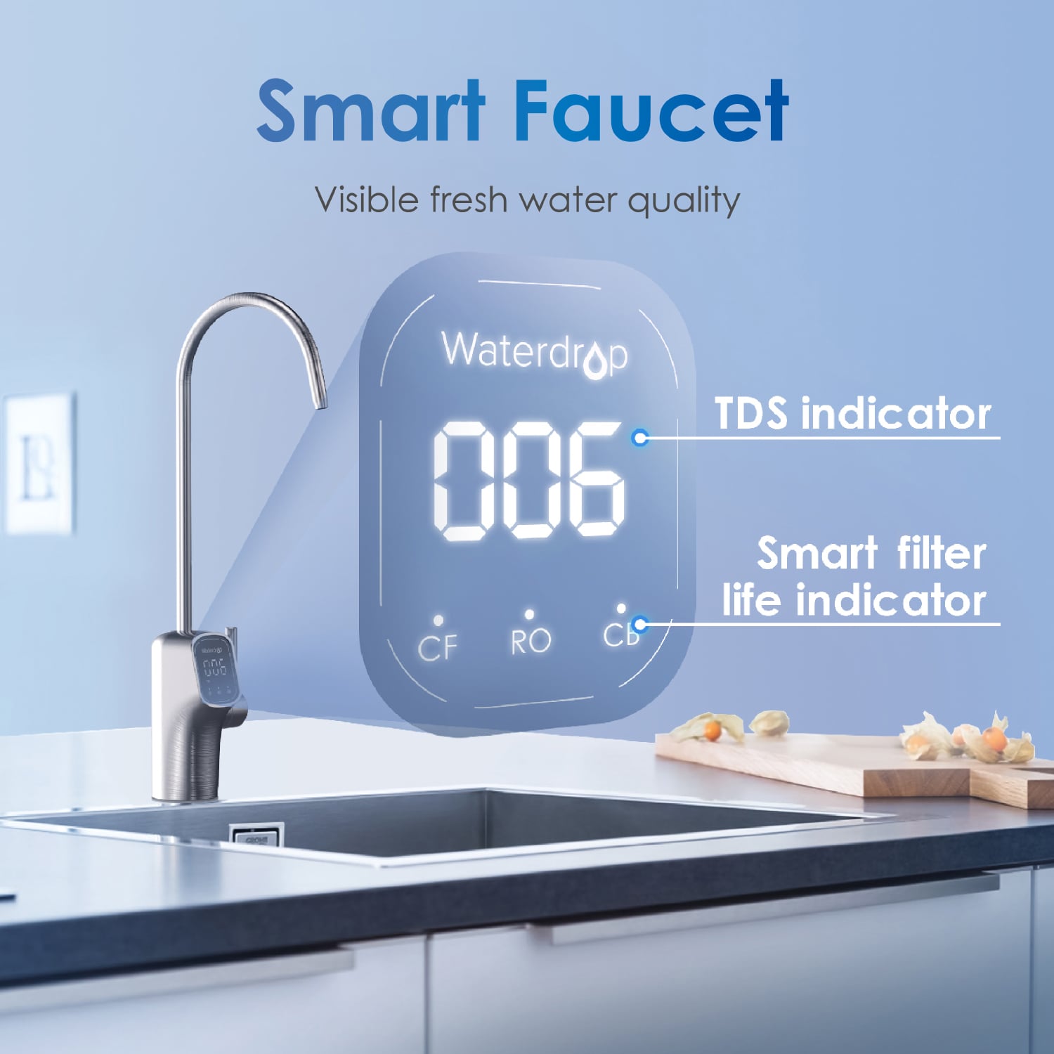  Waterdrop G3 Reverse Osmosis System, 8 Stage Tankless Reverse  Osmosis Water Filter, NSF/ANSI 42 & 58 & 372 Certified, Under Sink RO  System, 2:1 Pure to Drain, Smart LED Faucet 