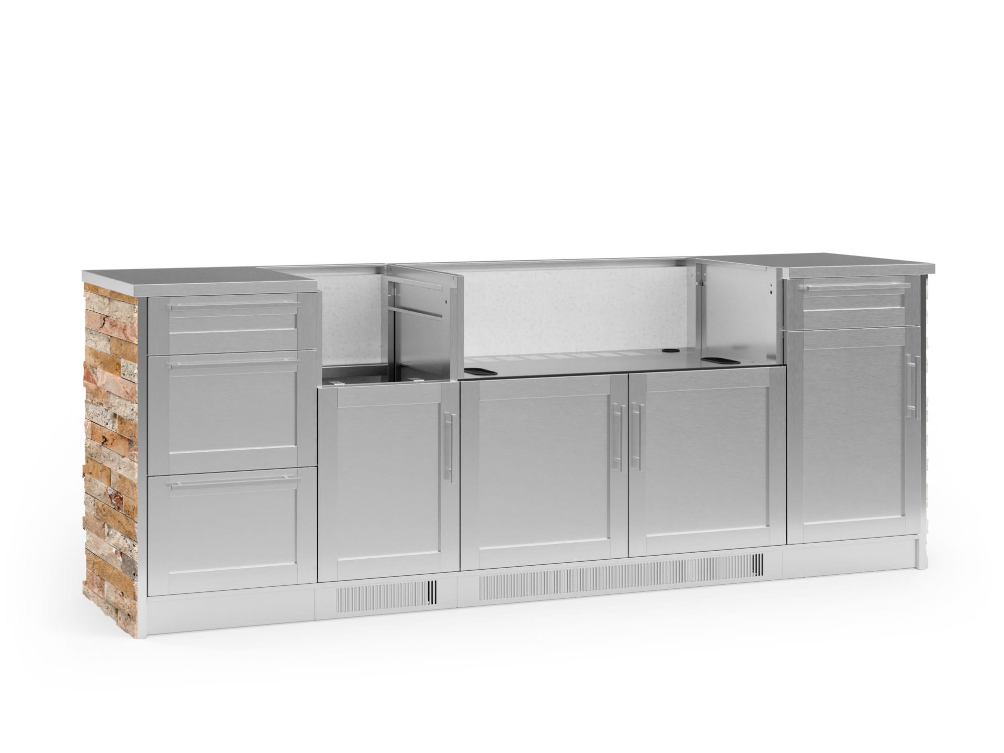 NewAge Products 68764 Signature Series Stainless Steel 8 -Piece 95.16-in W x 25.5-in D x 37-in H Modular Outdoor Kitchen Set