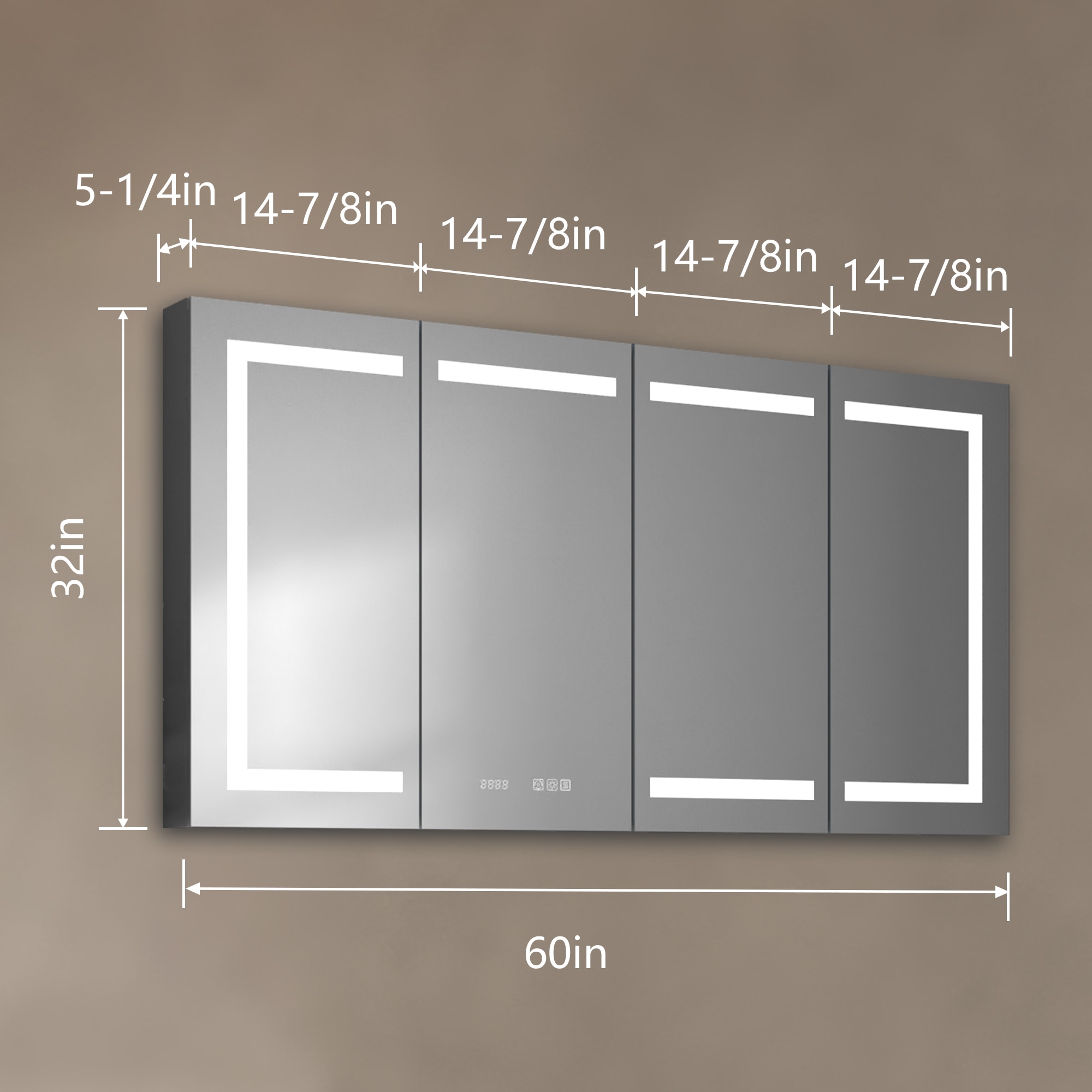 AAZJ V4 60-in x 32-in Lighted LED Fog Free Surface/Recessed Mount ...