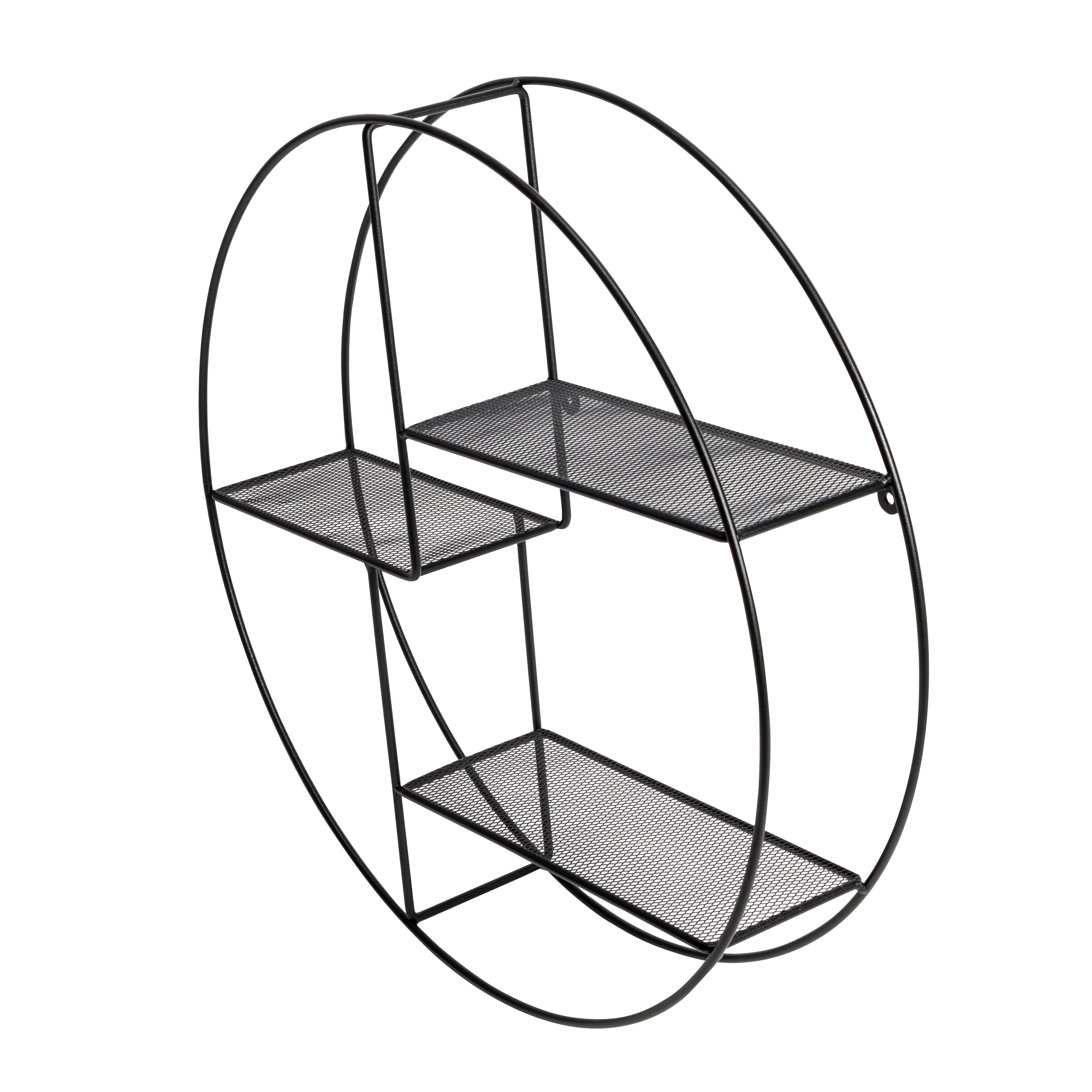 Marlow 21.65" Black Steel Floating Round Wall Shelf