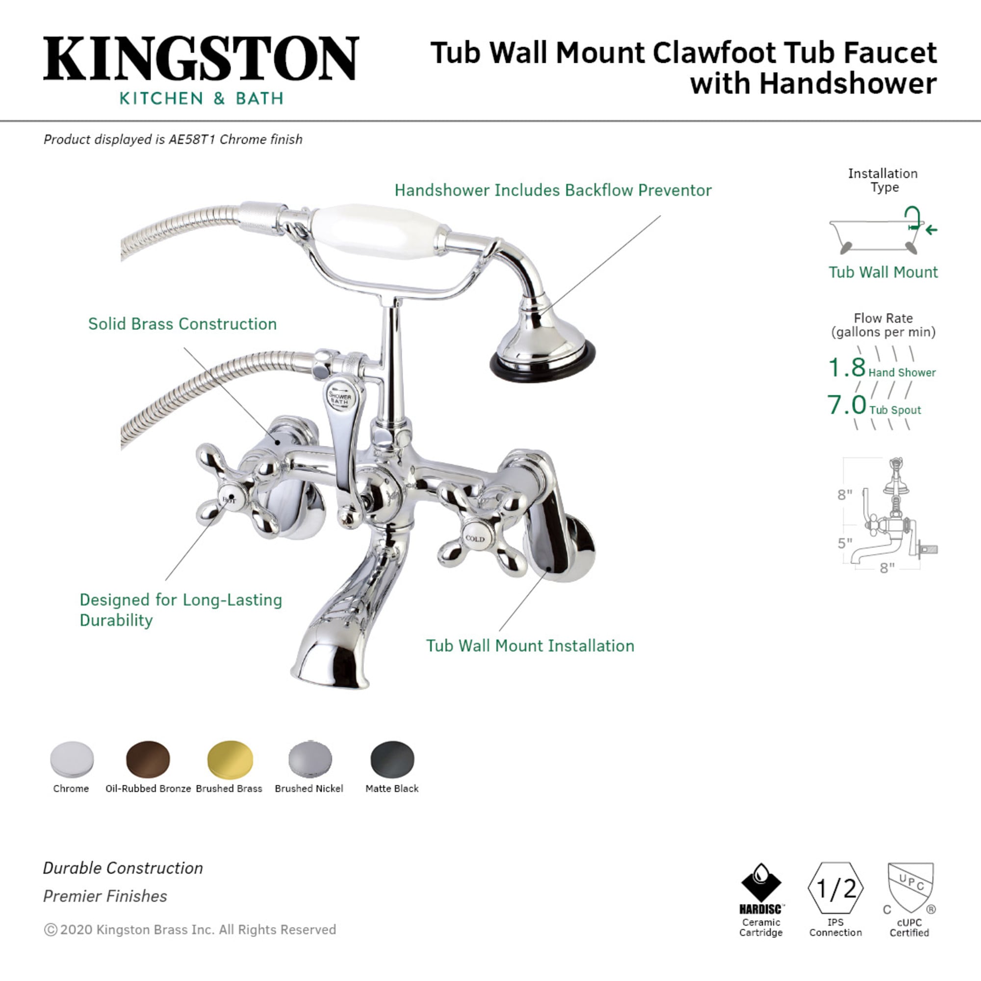 Kingston Brass WLAE57T0 Roman-Tub-Faucets - View #3