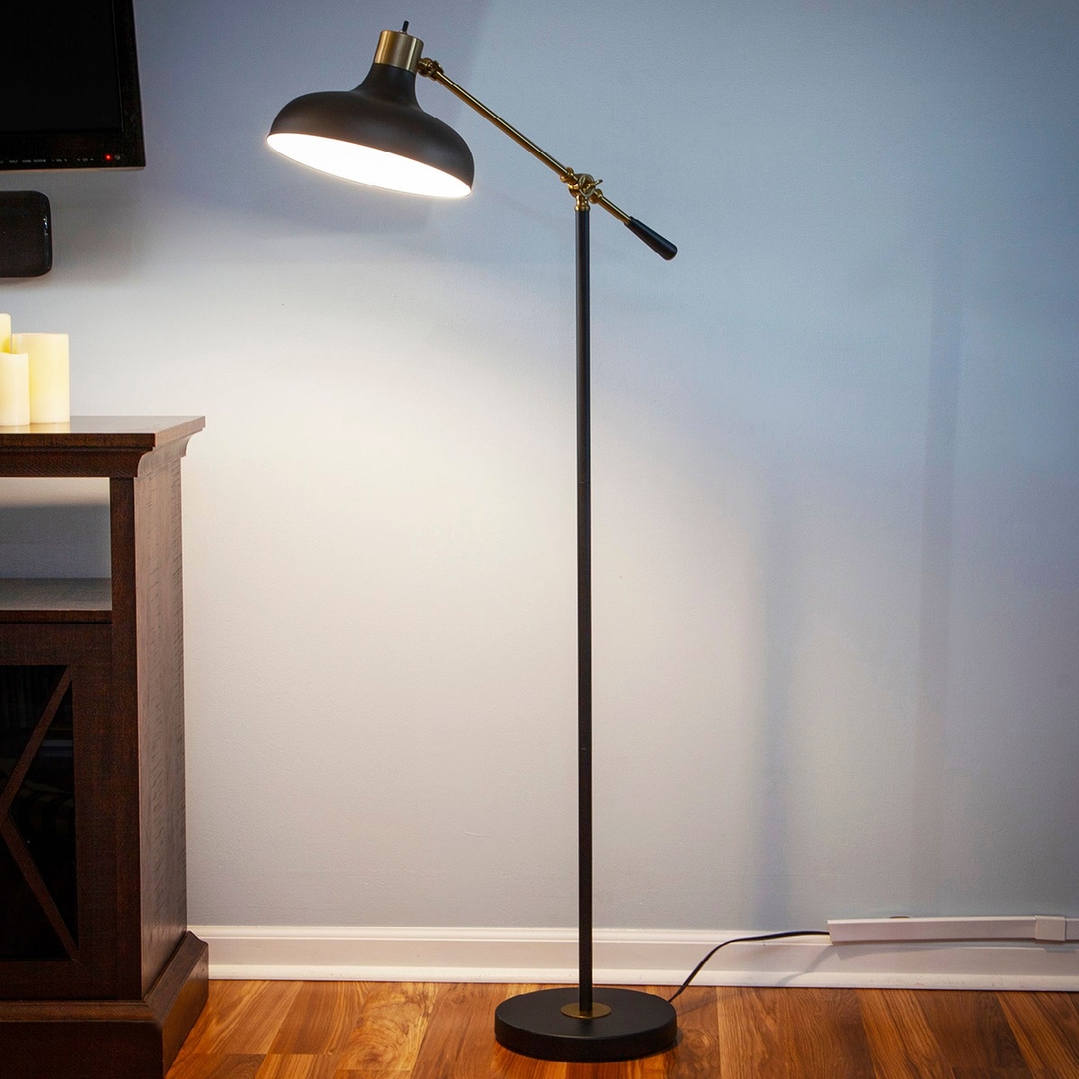 Wyatt 60" Matte Black Adjustable LED Floor Lamp with Voice Control