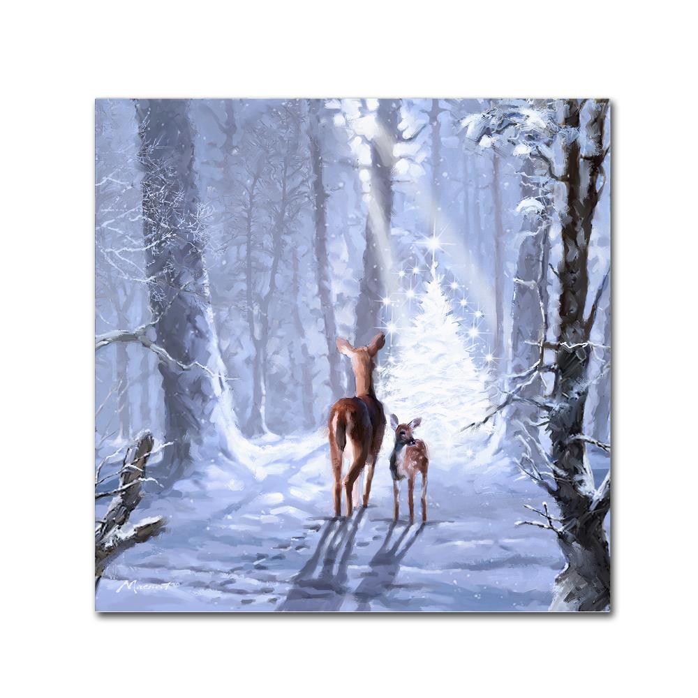 Macneil Studio Christmas Magic Deer Canvas Art in Winter Forest