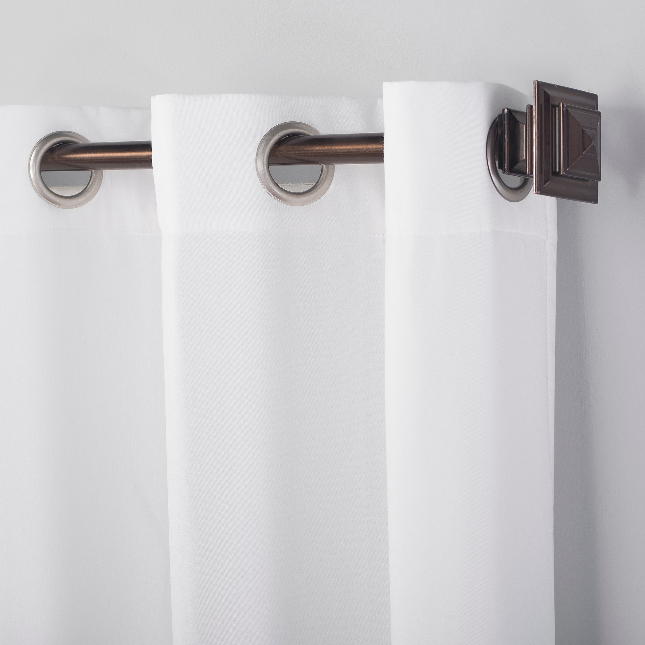 White Polyester Room Darkening Grommet Curtain Panel